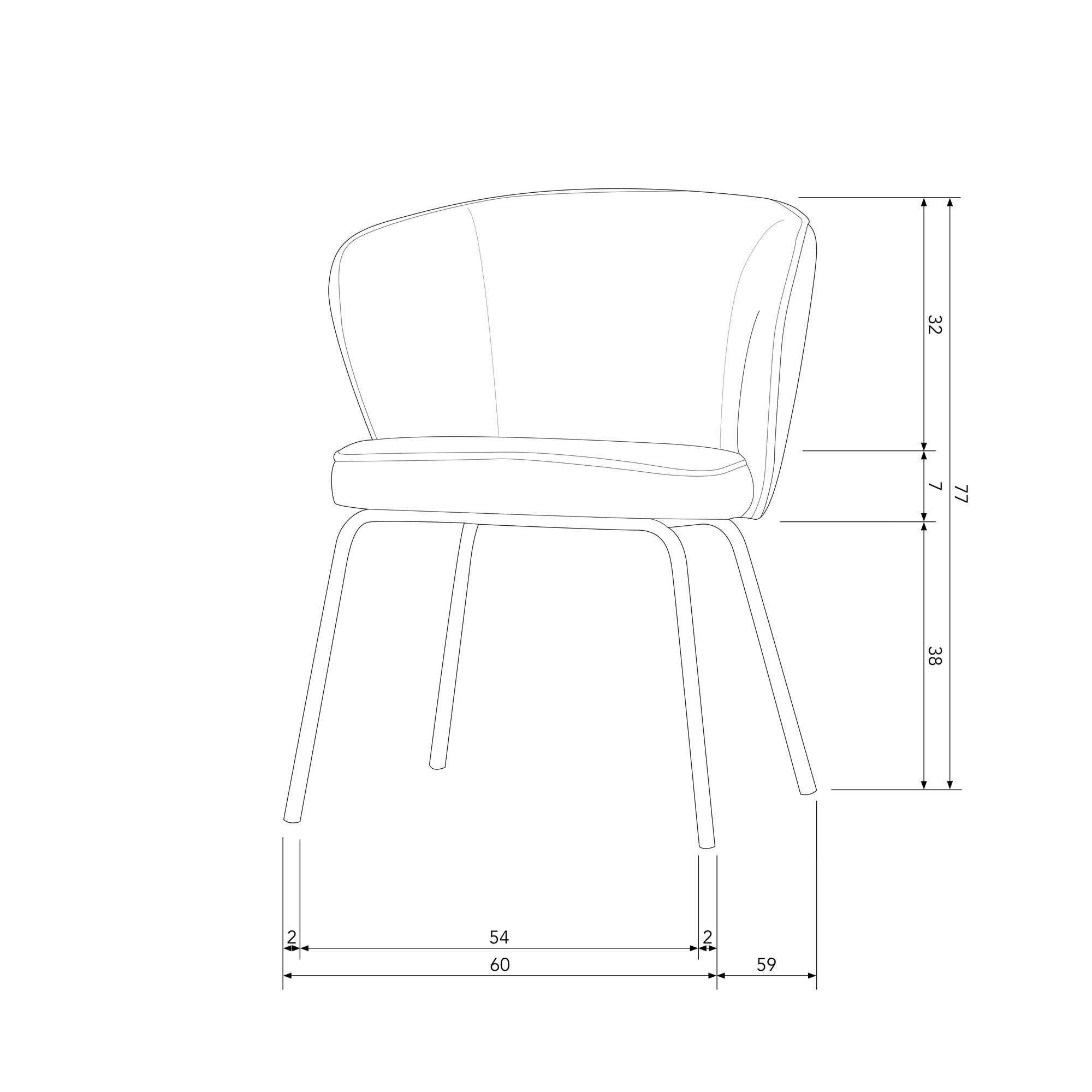 WOOOD Eetkamerstoel ADMITS Gestoffeerde stoel met 4-poots frame, gepolsterd, H 77 cm x B 60 cm (set, 2 stuks)