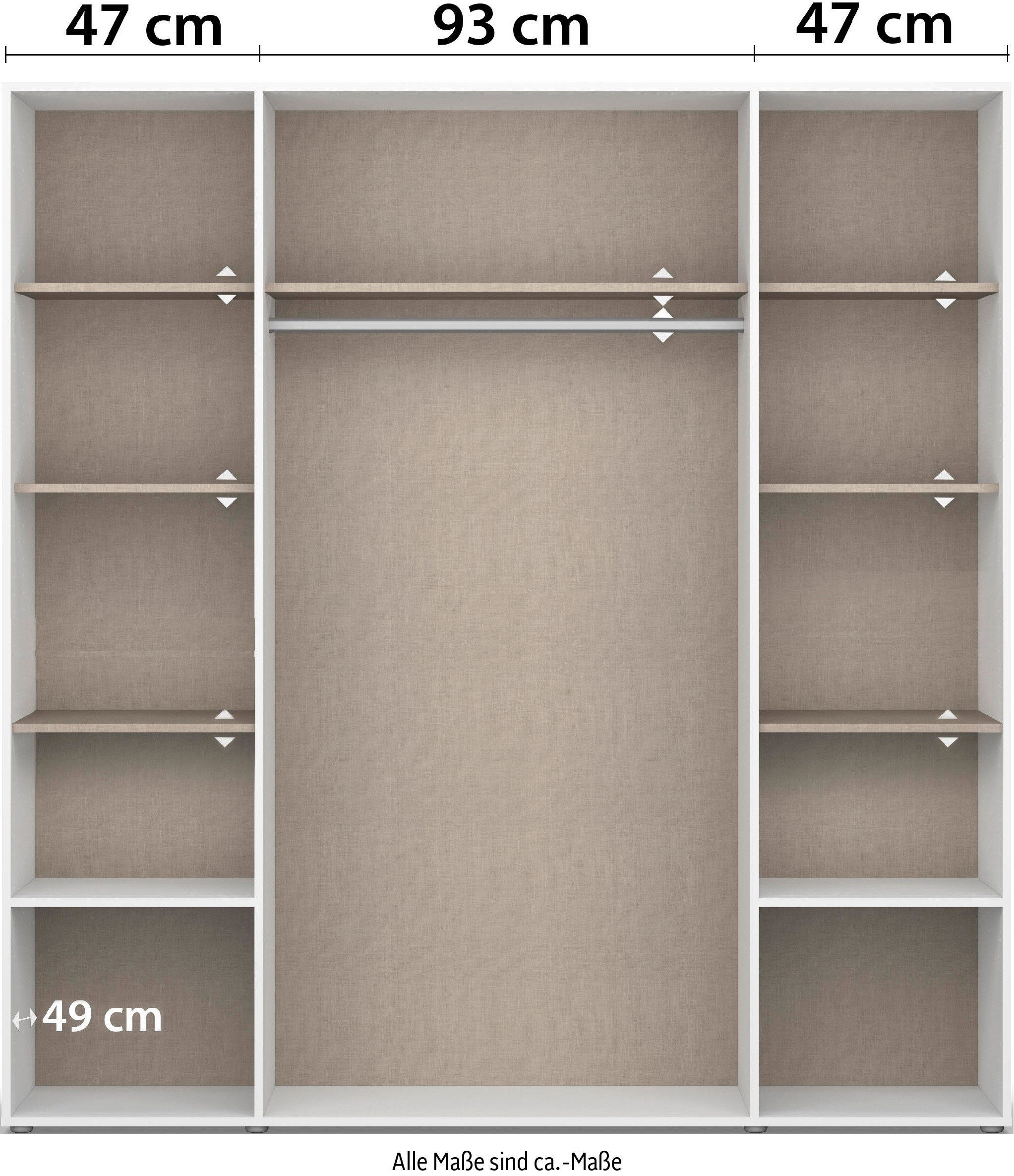 rauch Draaideurkast Kledingkast kast garderobe linnenkast VOYAGER moderne grepen in grijs metallic met buitenlades made in germany