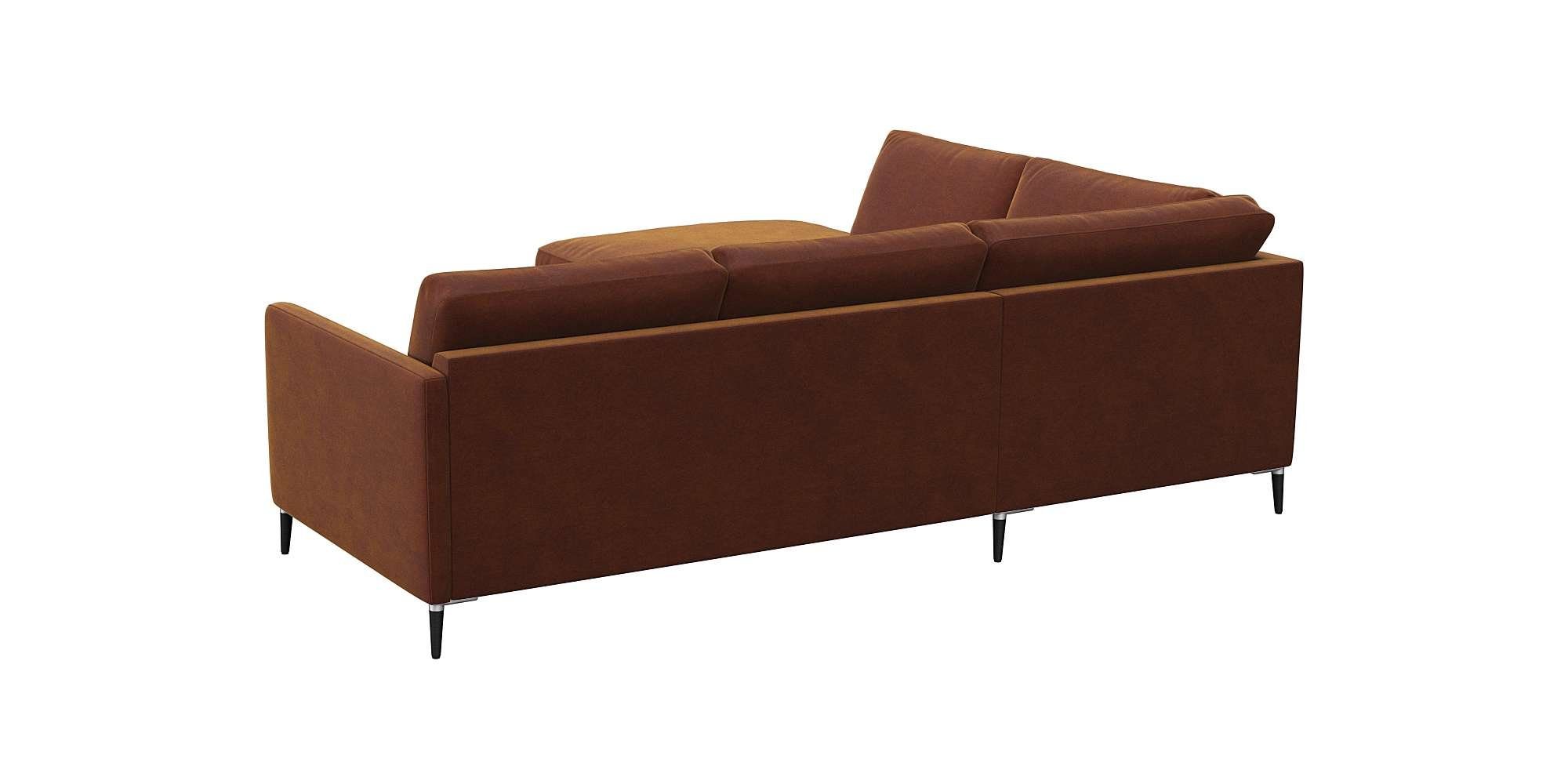 FLEXLUX Hoekbank Fiore, L-vorm smalle armleuningen, aluminium/zwarte poten, bxd 234x225 cm, koudschuim in de zitting