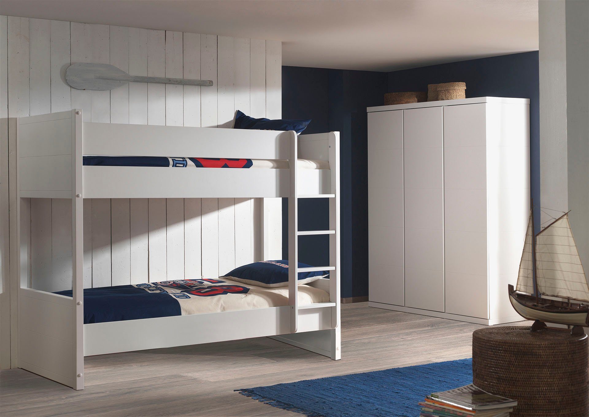 Vipack Stapelbed in rechtlijnige look, inclusief lattenrol, wit gelakt