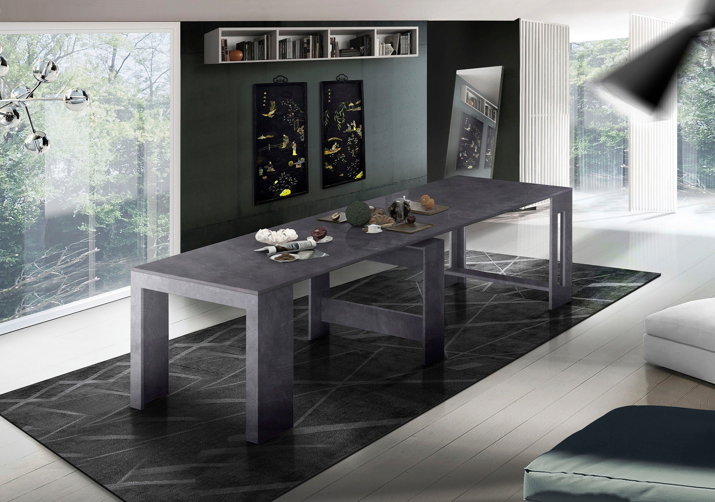 INOSIGN Eettafel Praktika, keukentafel, salontafel, eettafel met uittrekfunctie, uittrekbaar van 50 cm naar 300 cm