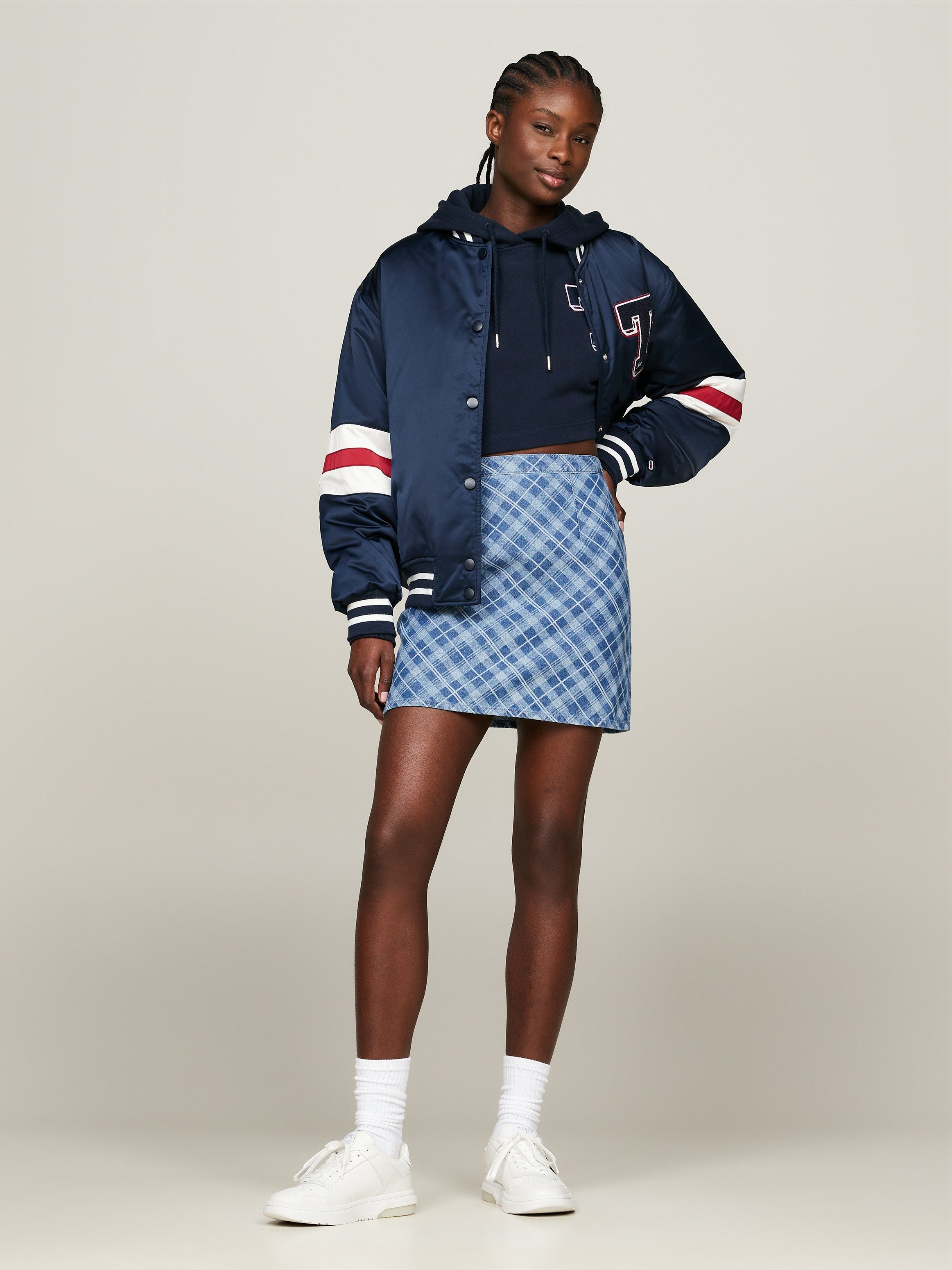 TOMMY JEANS Geweven rok TJW TARTAN CHECK CHAMBRAY SKIRT Webrok in modieuze tartan ruitpatroon