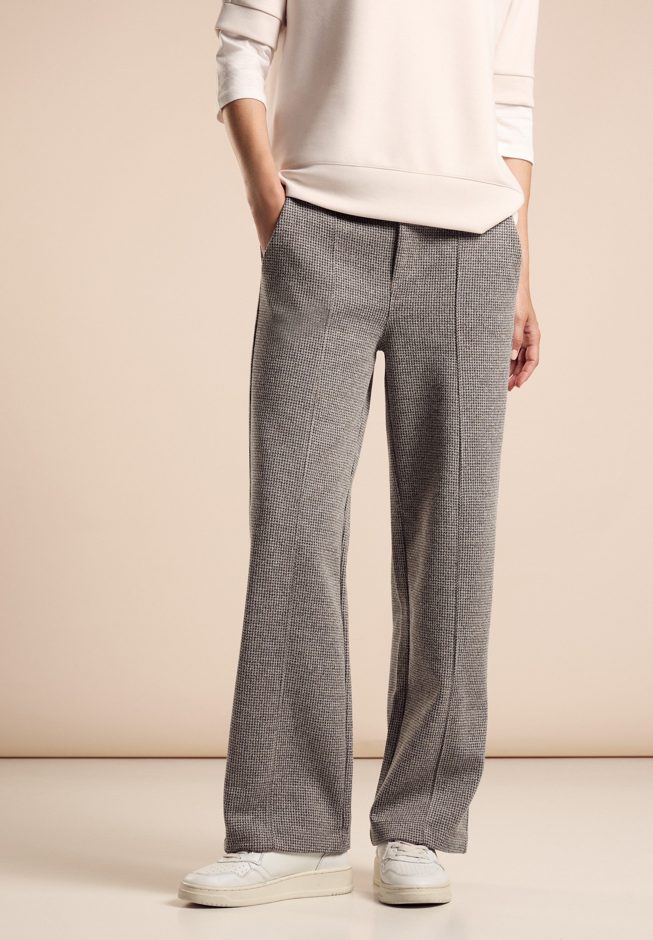 STREET ONE Stoffen broek LTD QR in jacquardlook met brede elastische band