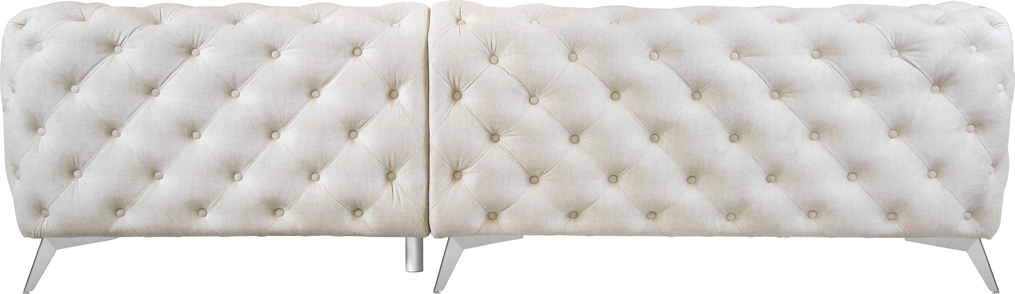 Leonique Chesterfield-bank Glynis L-vorm luxueuze capitonnage, moderne chesterfield look, kleur van de poten ter keuze
