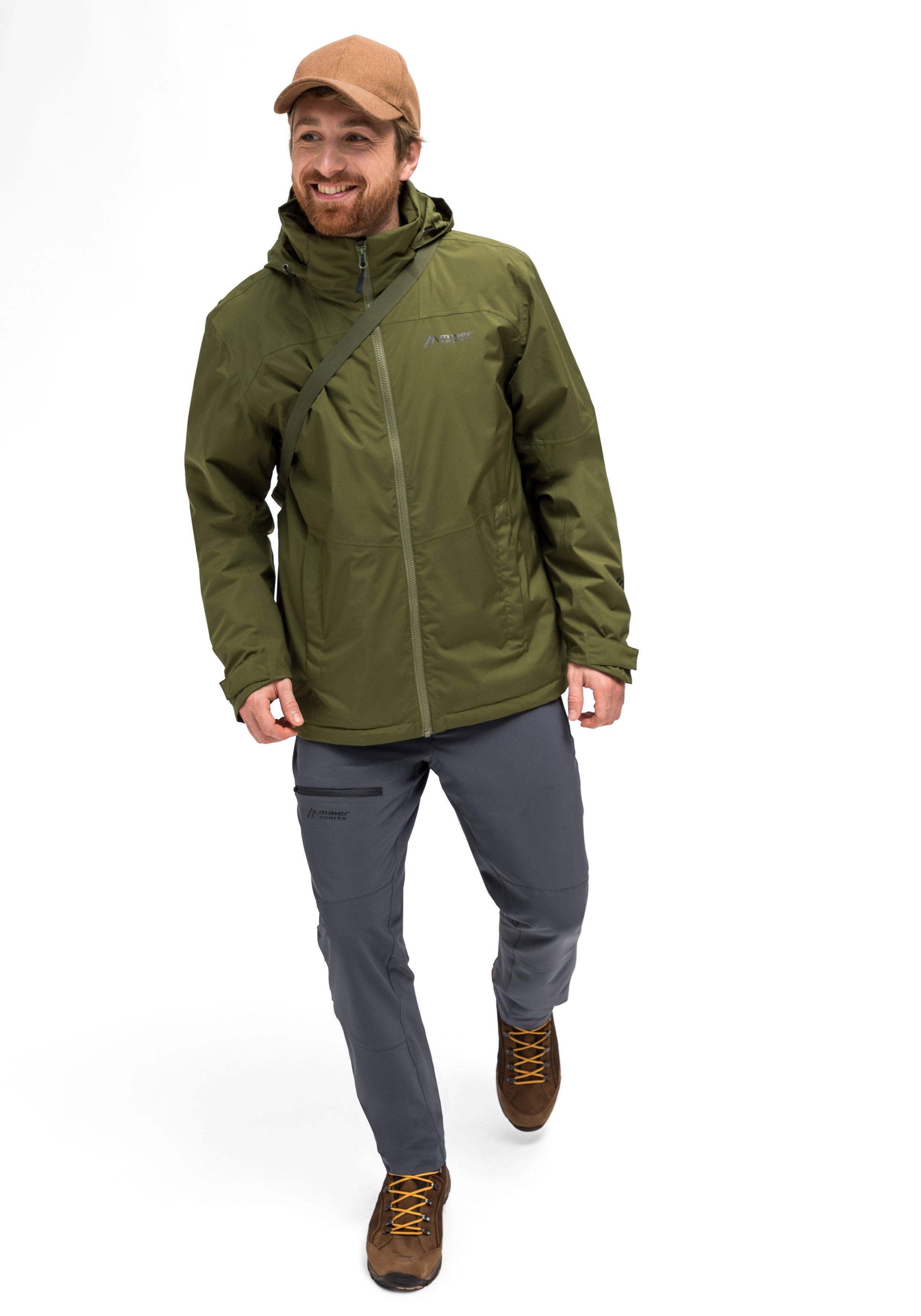 Maier Sports Outdoorjack Metor Therm Rec M Heren wandeljack ademend en waterdicht gewatteerde regenjack met capuchon