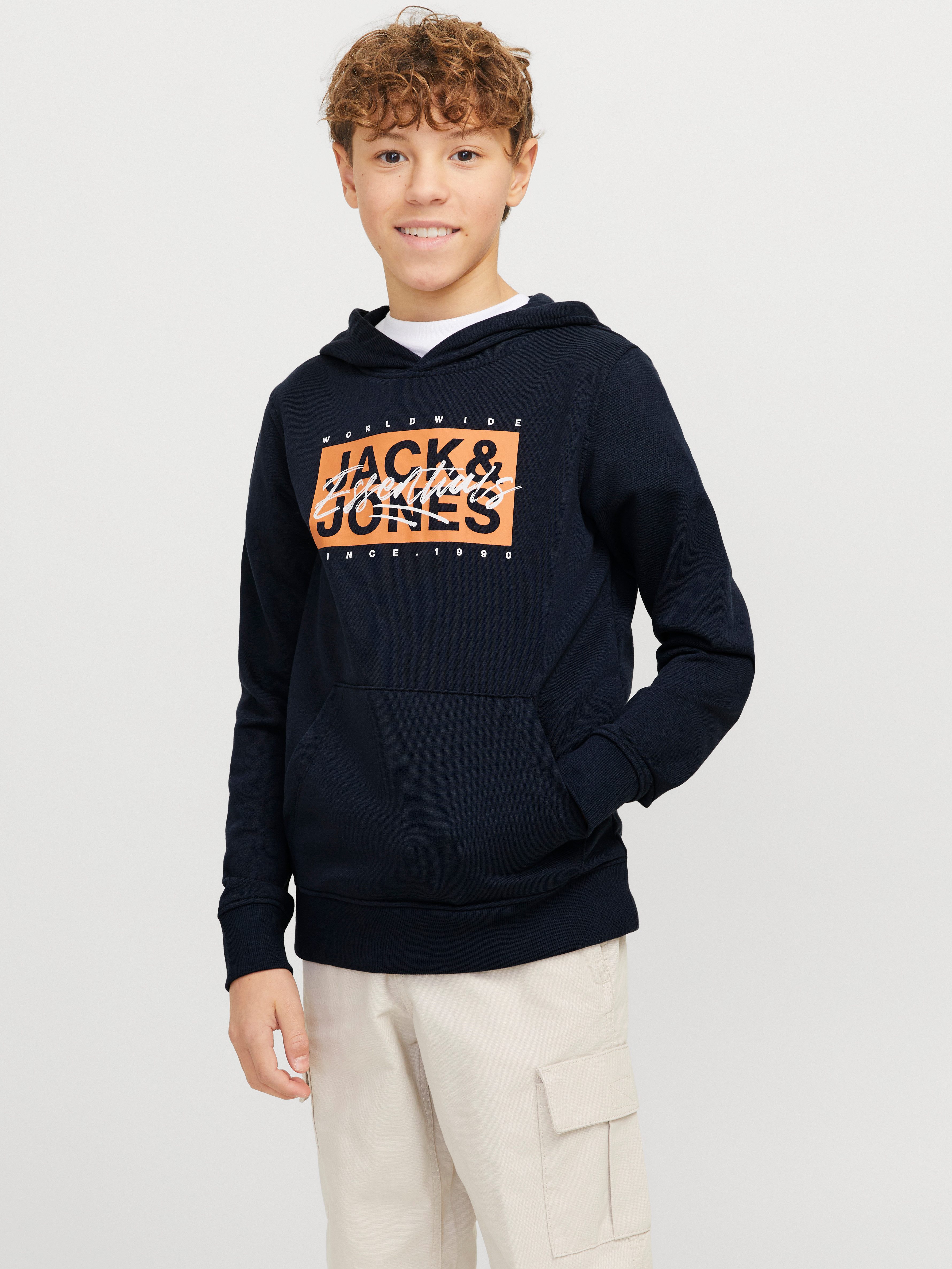 Jack & Jones Junior Hoodie JJCOLTON SWEAT HOOD JNR jongens sweatshirts maat 164 blauw