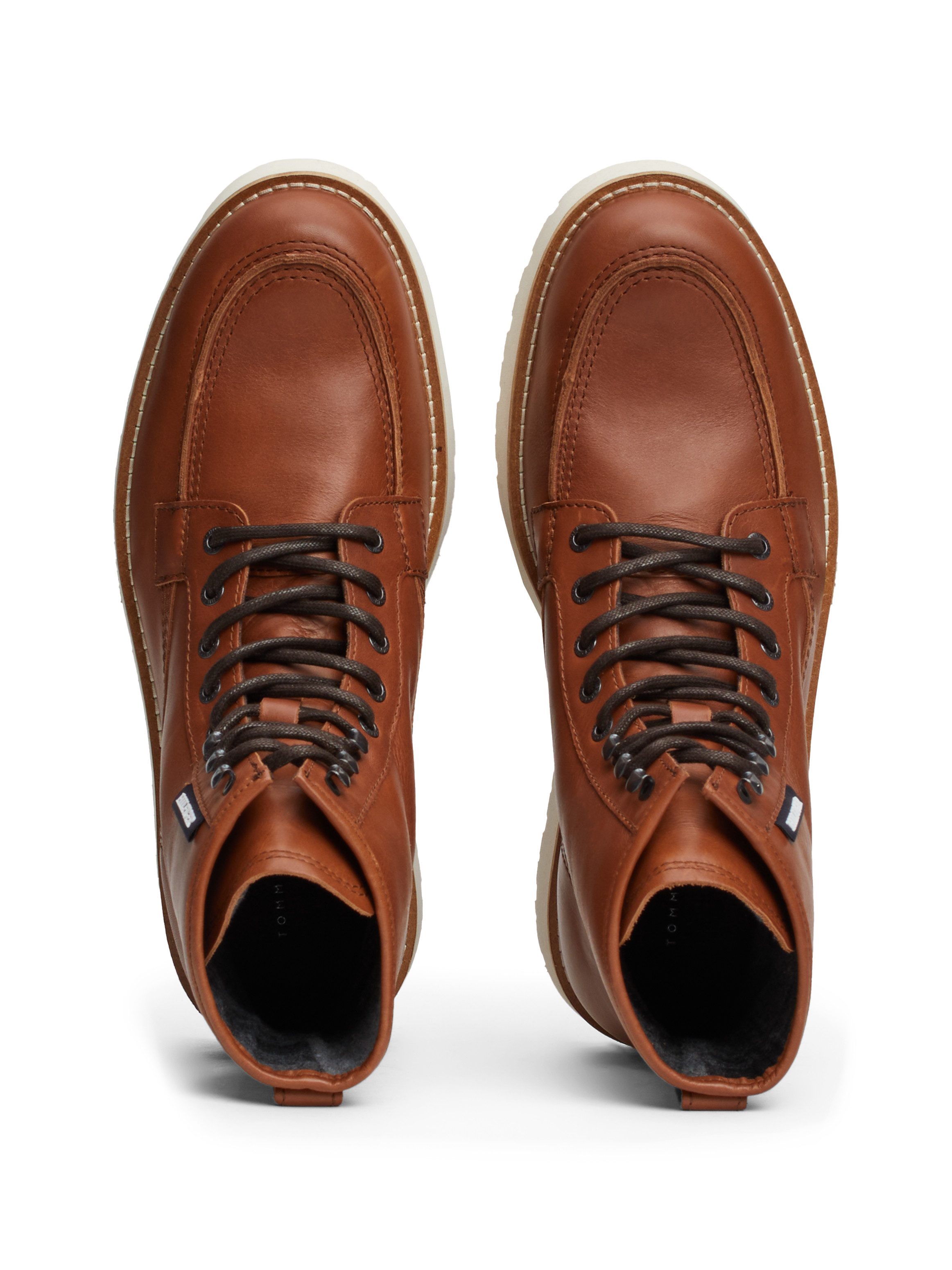 Tommy Hilfiger Veterschoenen TH AMERICAN PREM CHECK LTH BOOT , plateau, herfstmode, veterschoenen met label