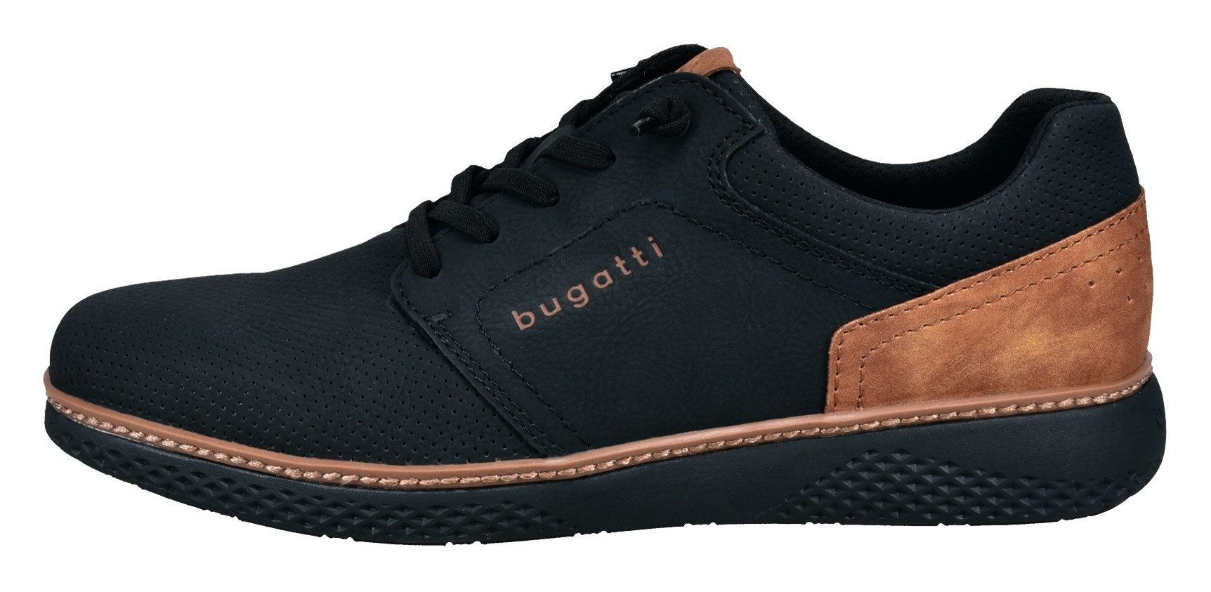 Bugatti Slip-on sneakers Lage schoen, vrijetijdssneaker met perforatie, elastische veters