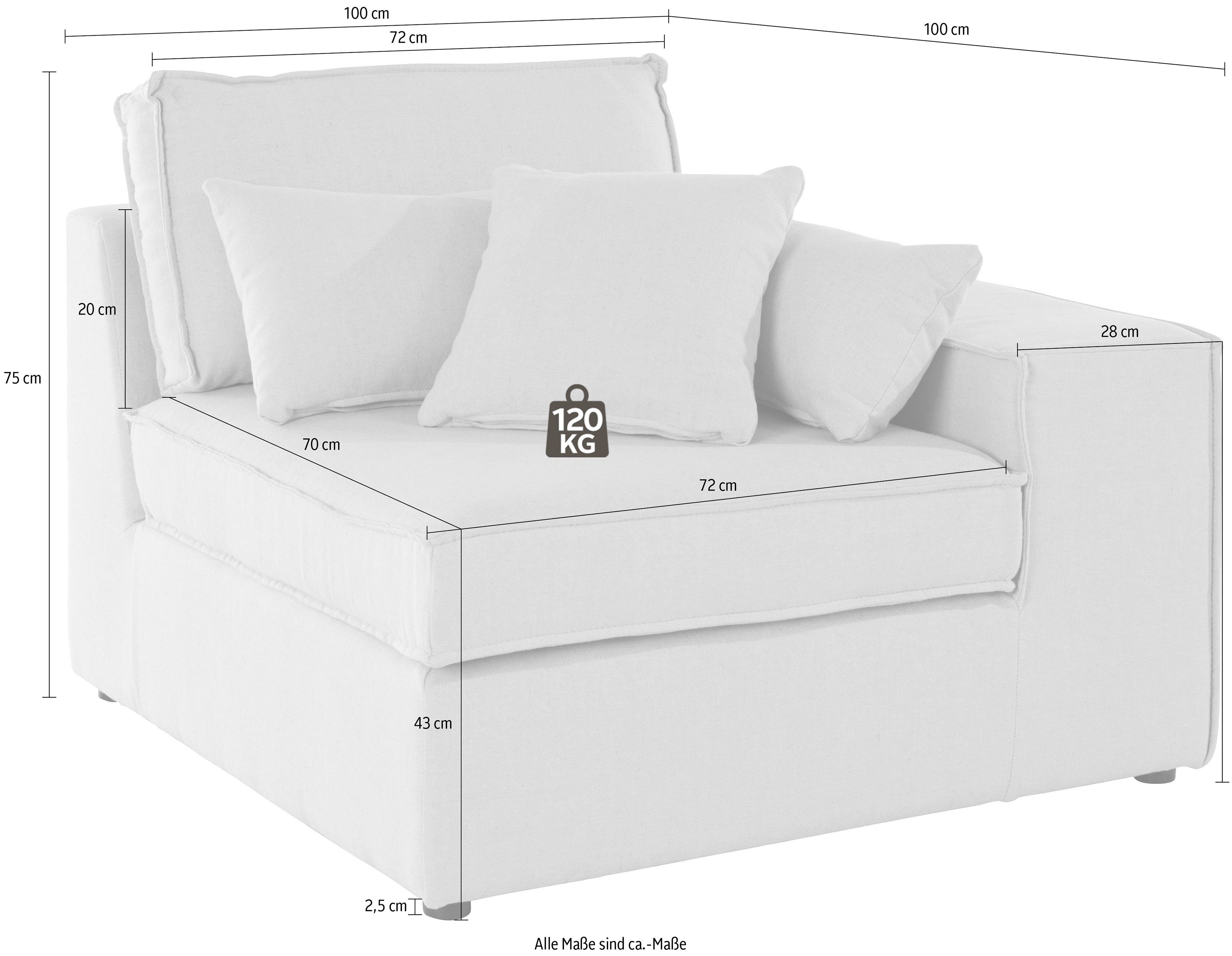 RAUM.ID Sofaelement Florid als deel van een modulaire bank, stevig zitcomfort, ook in cord