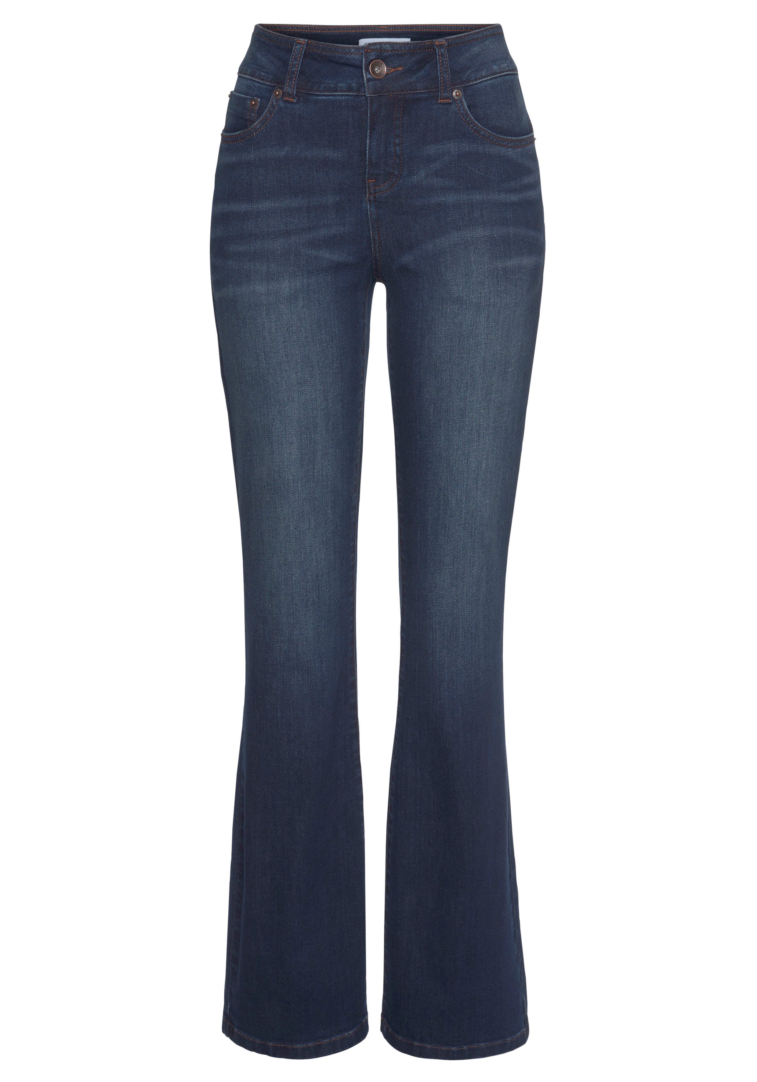 H.I.S Bootcut jeans High waist hoge taille, bootcut, met used-effecten, ook in lange maten