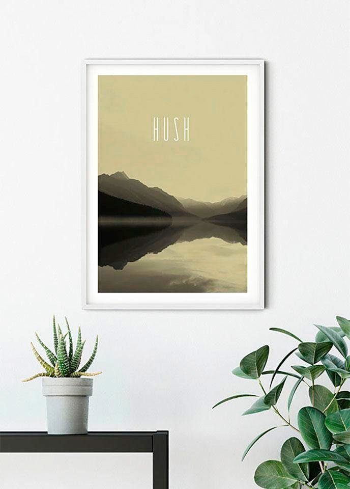 Komar Wanddecoratie Word Lake Hush zandkleur Wanddecoratie - zonder lijst (1 stuk)