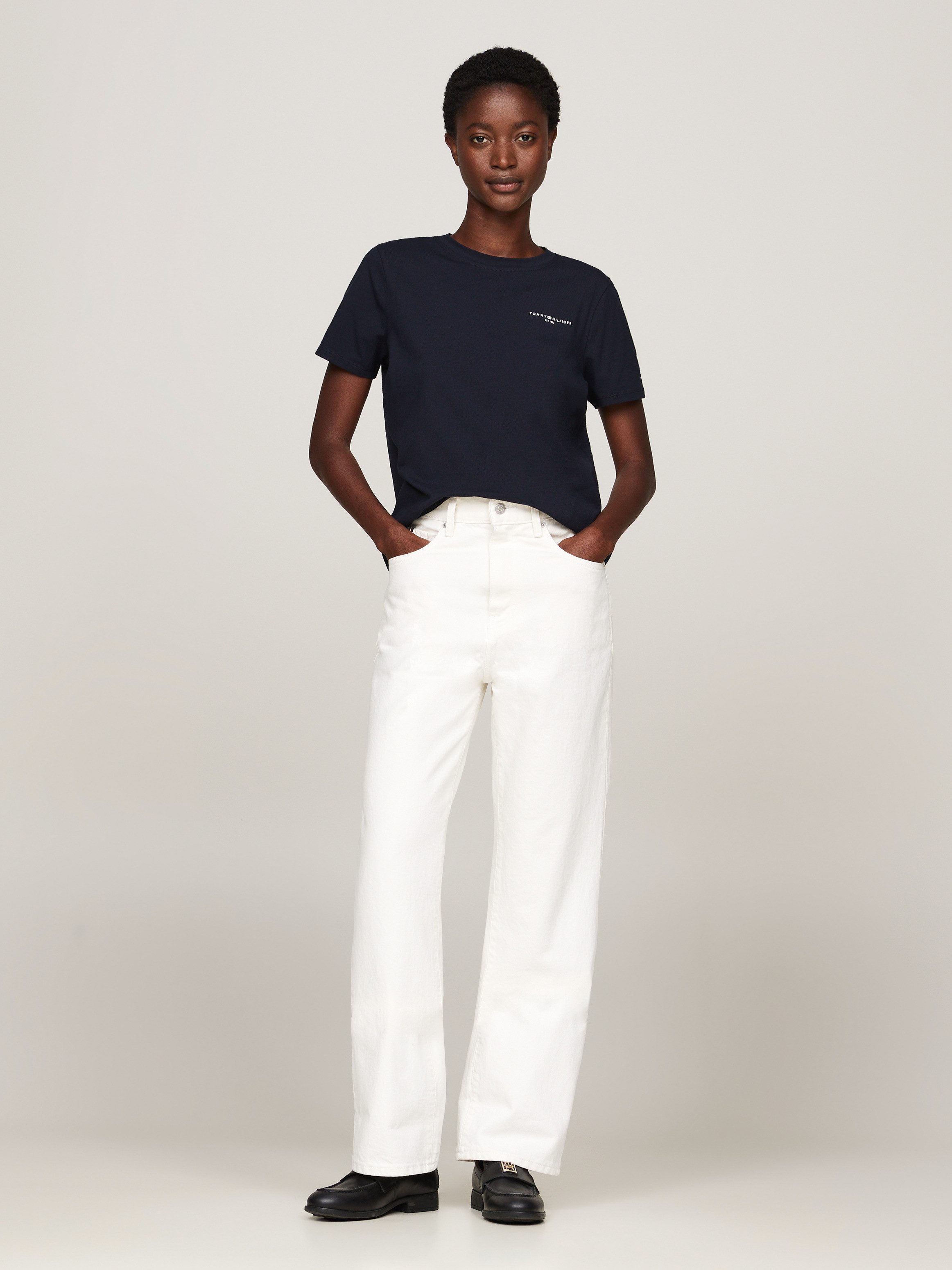 Tommy Hilfiger Shirt met ronde hals 1985 REG MINI CORP LOGO C-NK SS met tommy hilfiger logo en borduursel