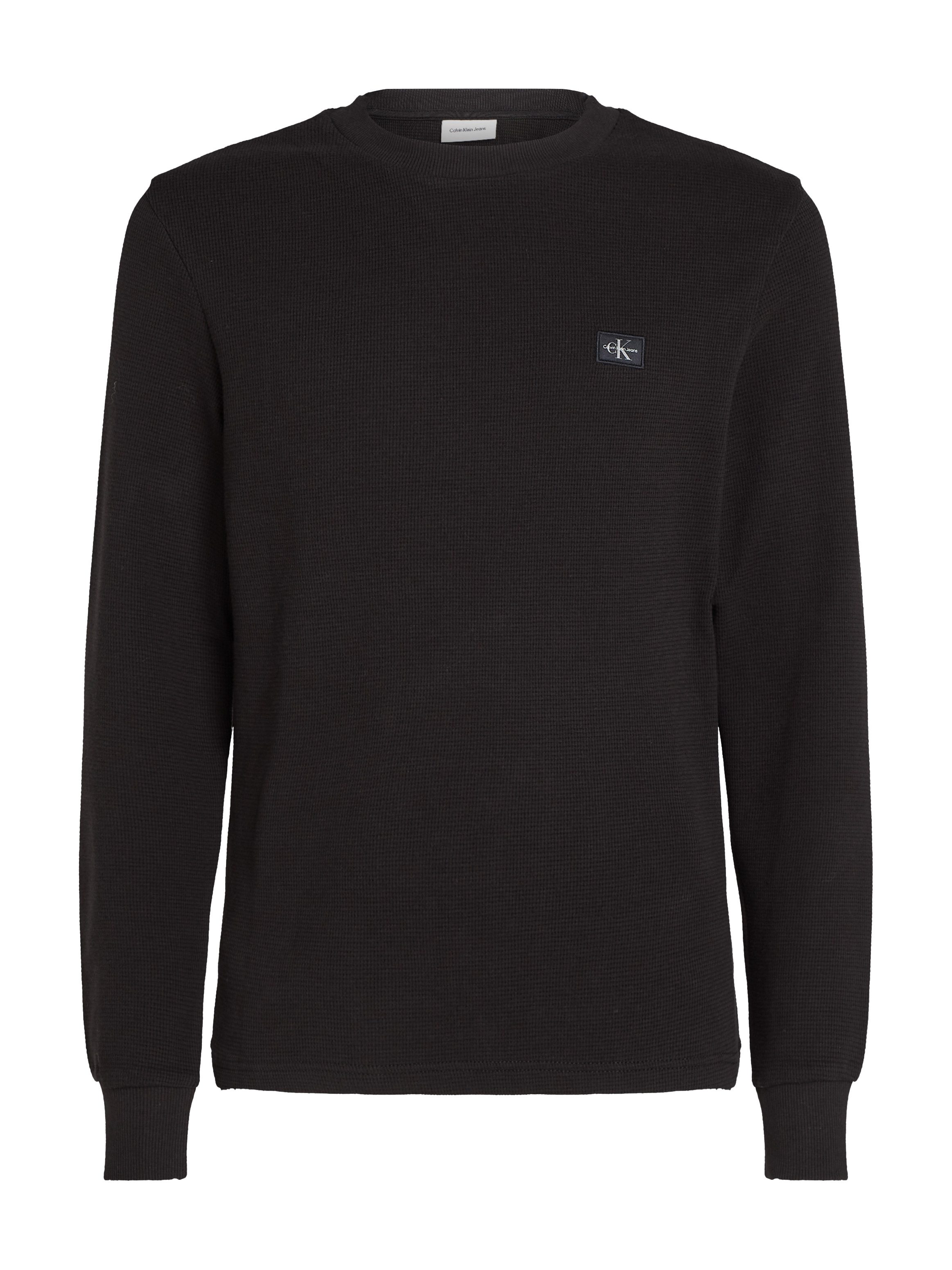Calvin Klein Shirt met lange mouwen WOVEN LABEL WAFFLE LS TEE