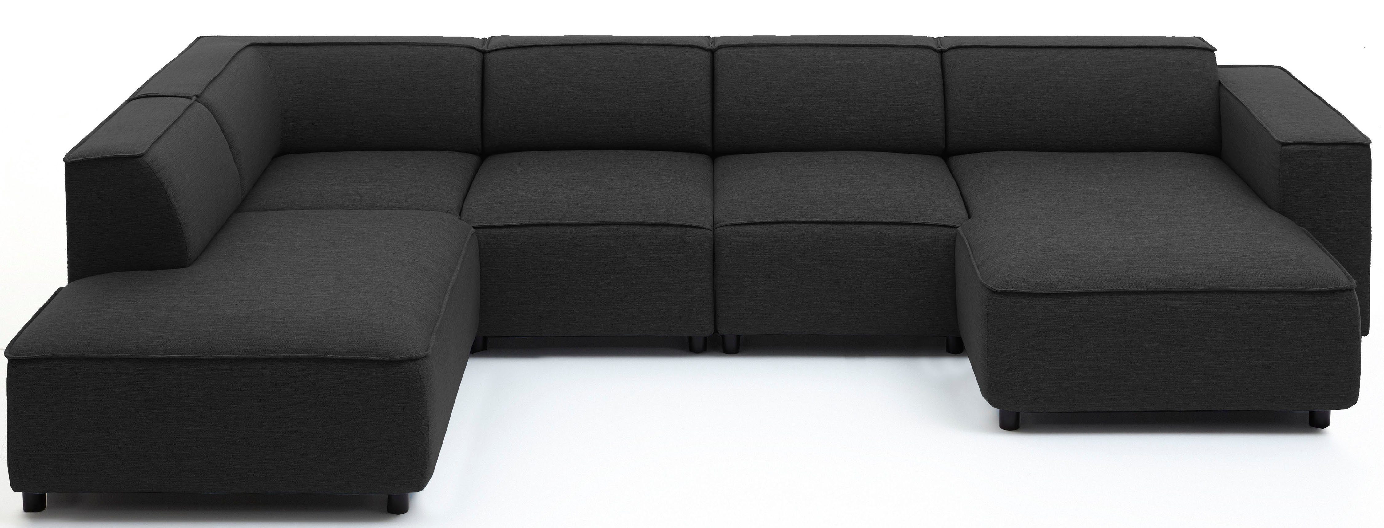 ATLANTIC home collection Zithoek Bulky U-vorm in u-model en xxl-zitoppervlak, modulair gemonteerd