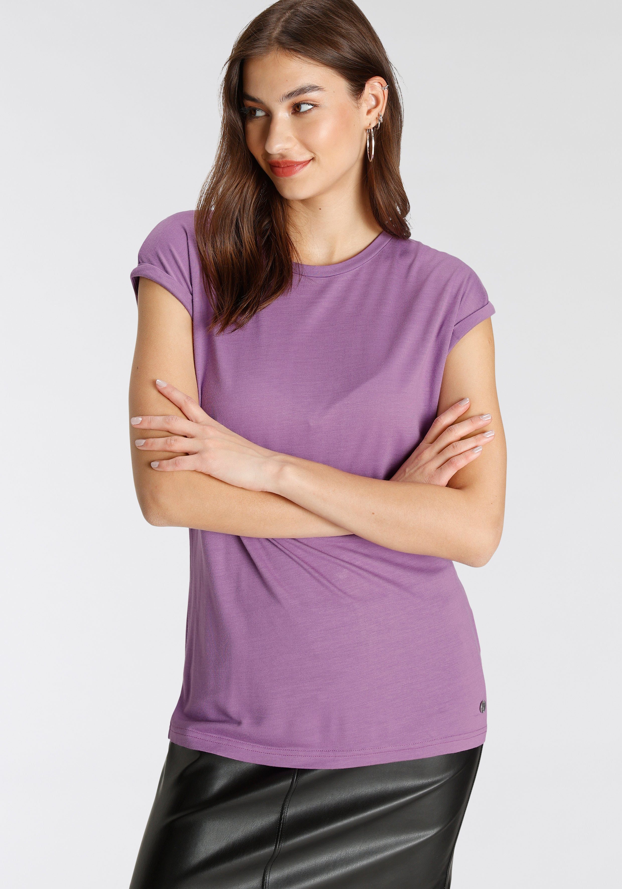 Tamaris T-shirt Korte mouwen, regular fit, effen, met ronde hals
