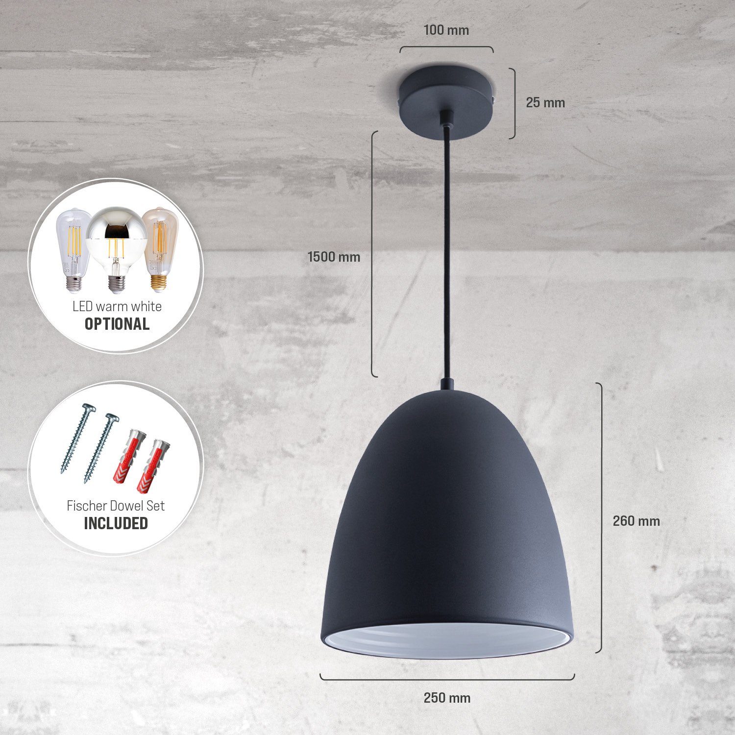 Paco Home Hanglamp JACK Keukenlamp hanglamp eetkamer Eettafellamp binnenin in goudkleur wit