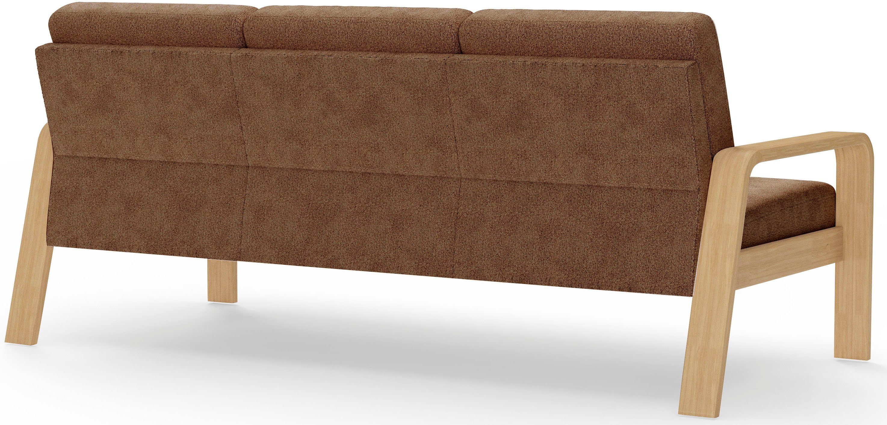 sit&more 3-zitsbank Kolding Armleuningen van natuurlijk beukenhout, verschillende bekledingen en kleuren