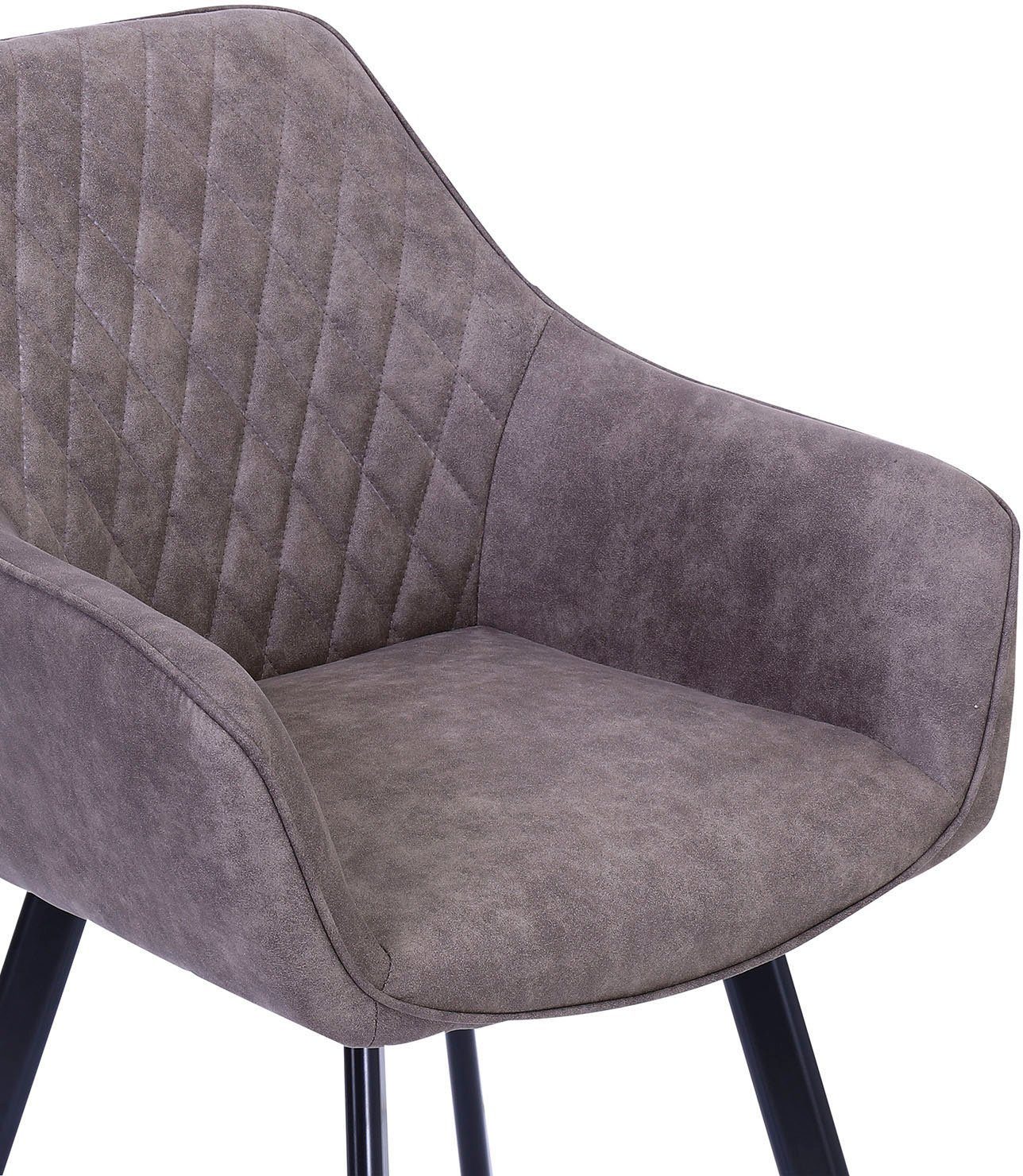 SalesFever Stoel met armleuningen Rugleuning met ruitstiksel (set, 2 stuks)
