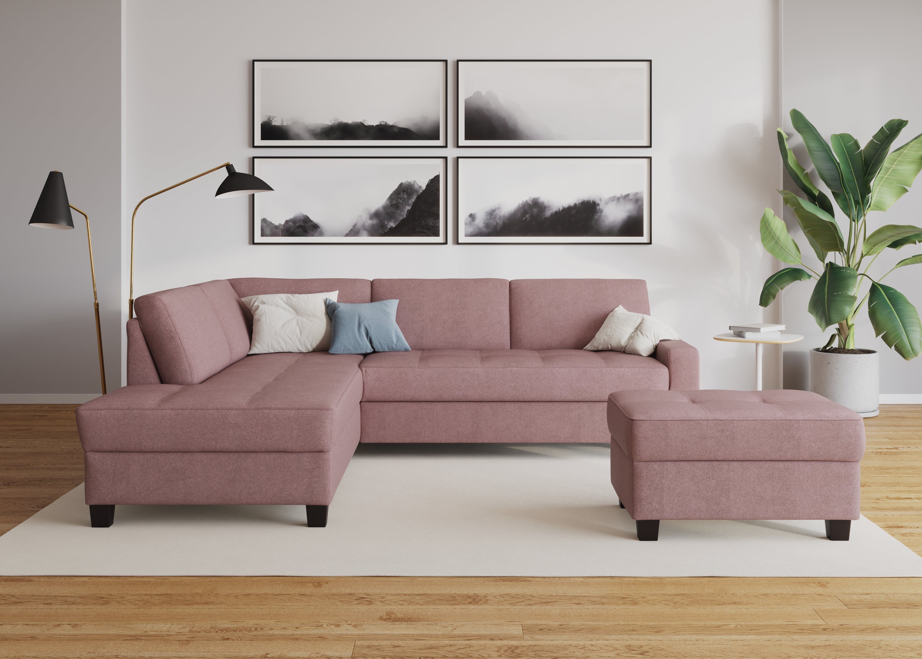 DOMO collection Hoekbank Florentina tijdloos en elegant, zitnaden als designelement, L-vorm
