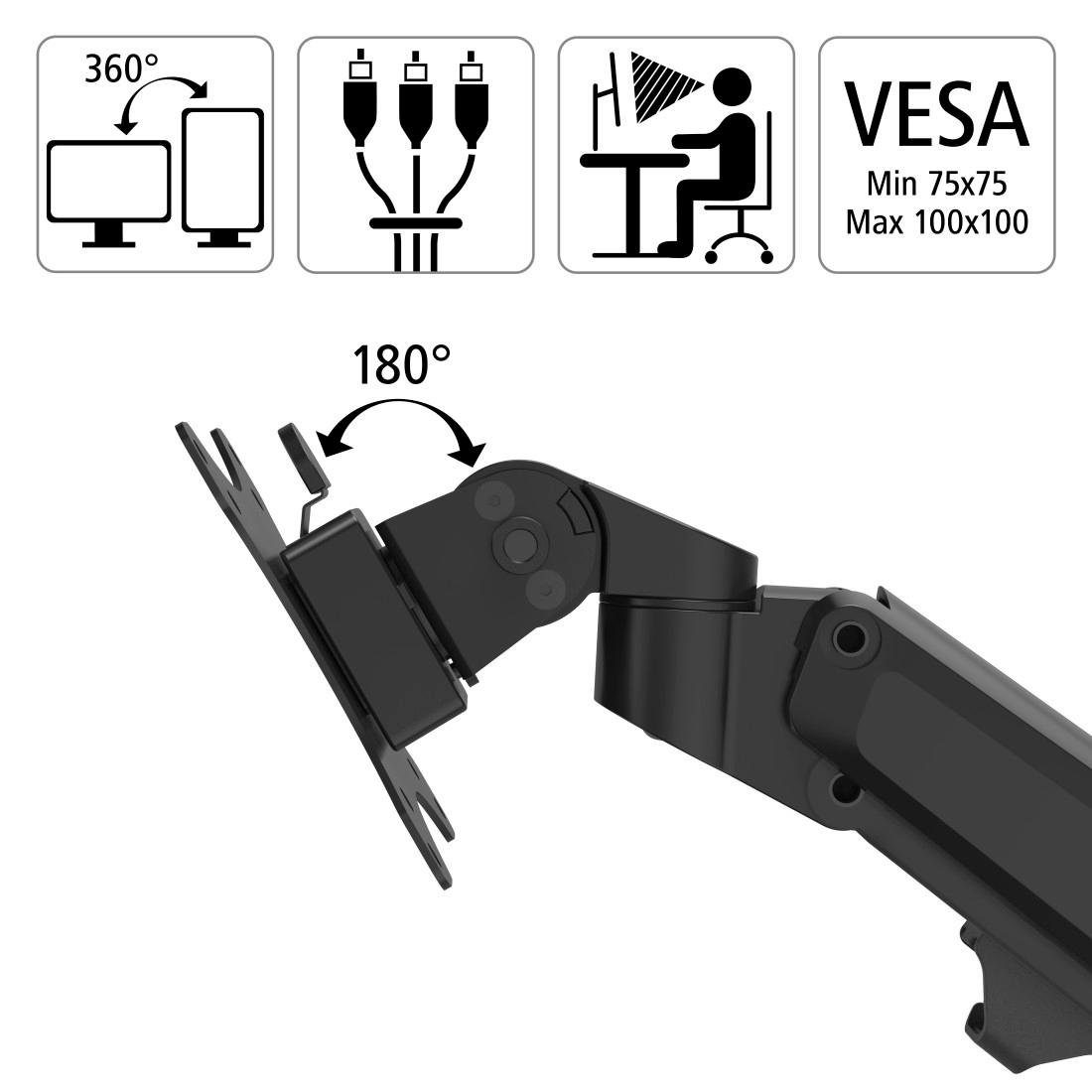 Hama Monitorhouder Beeldschermhouder, in hoogte verstelbaar met gasveer, 13-35' monitorarm