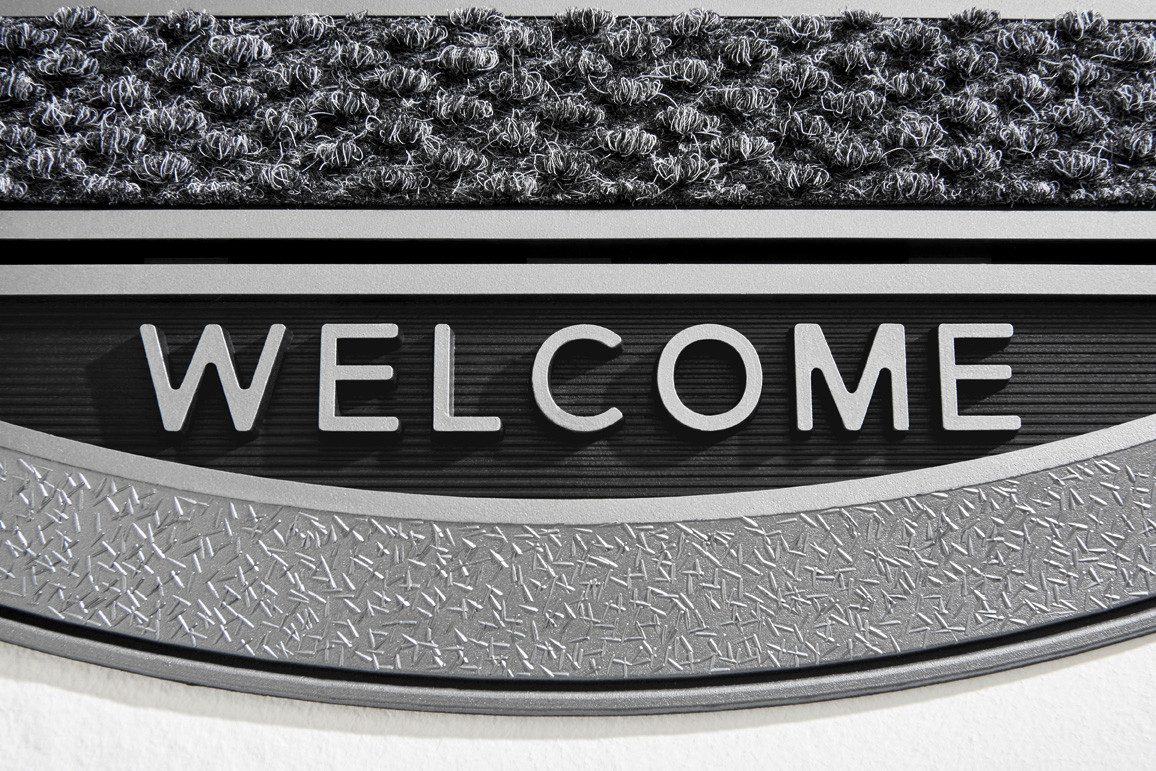Home2Fashion Mat Welcome Moonline Vuilafstotende mat, robuust, gestreept, geschikt voor binnen en buiten
