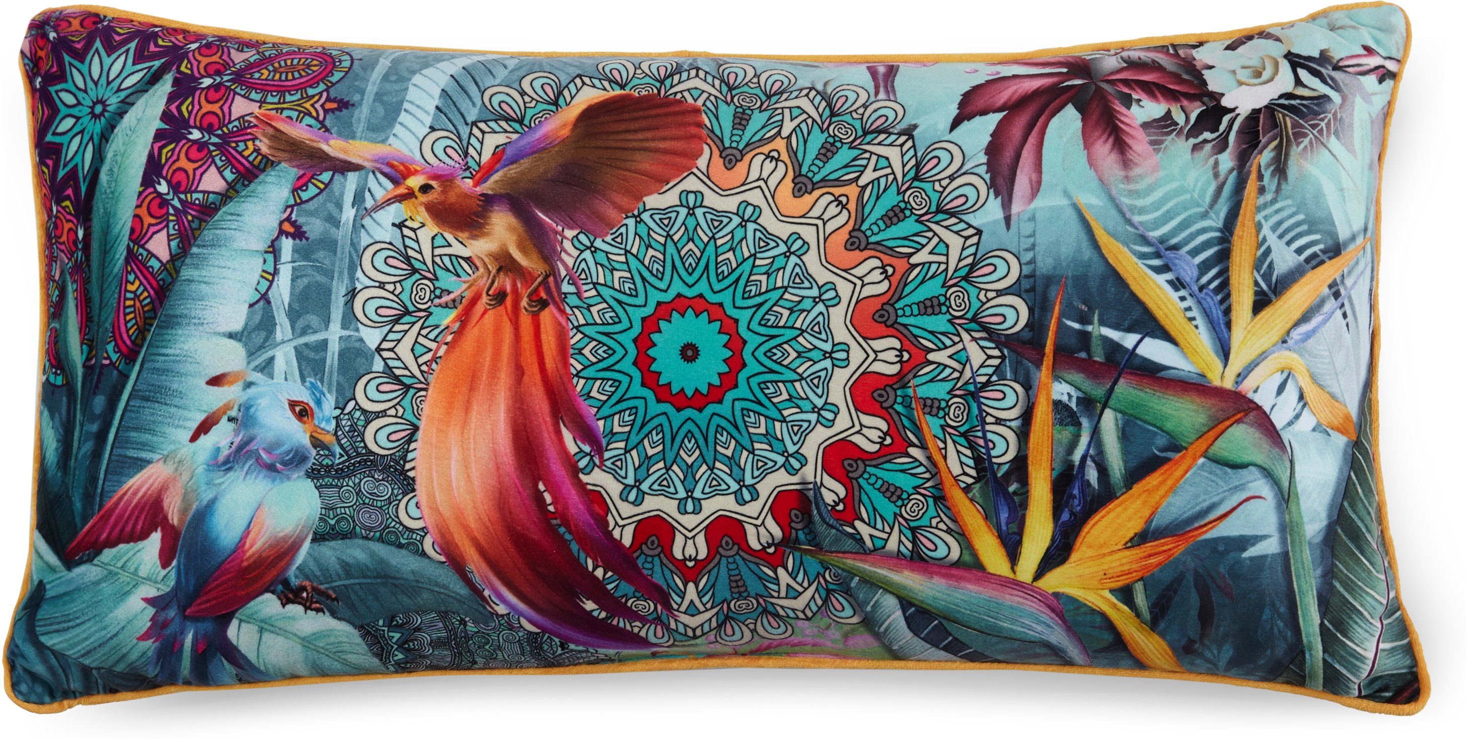 hip Sierkussen Lovise Met vulling, 1 stuk, Bies, 30x60, Omkeerbaar, Zacht, Mandala, Petrol (1 stuk)