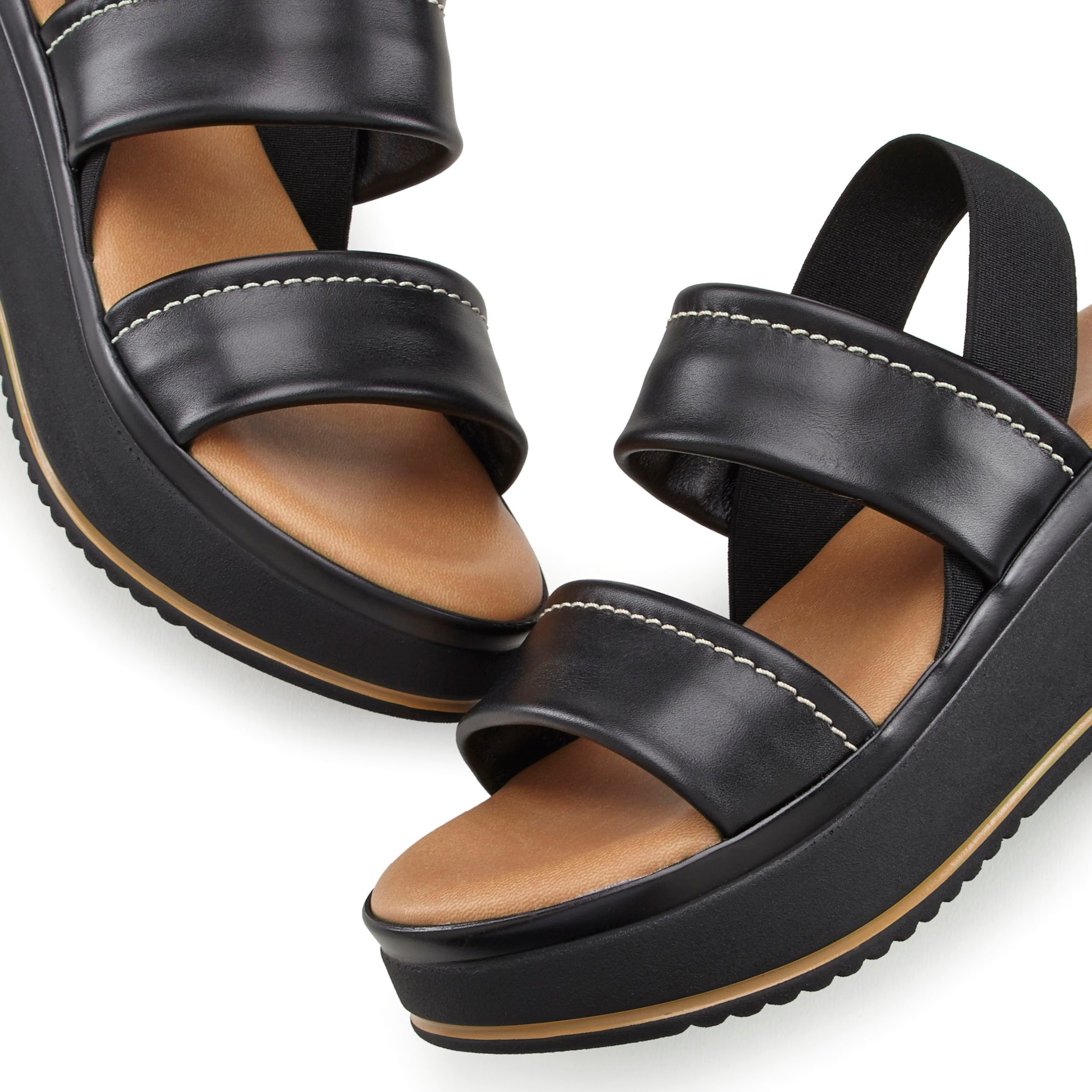 Lascana Plateausandaaltjes Zomerschuh, sandalen, bandjesandalen, open schoen, Sandalette van leer met modieus comfortabele plateausole
