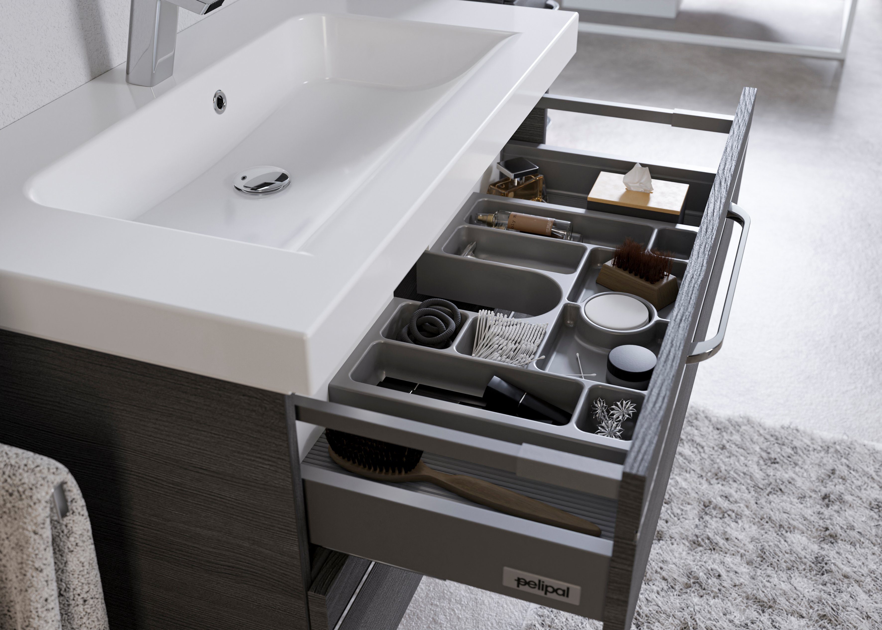 Saphir Badkamerserie Balto sprint wastafelmeubel met mineraalmarmeren wastafel, 92 cm breed (1 stuk)