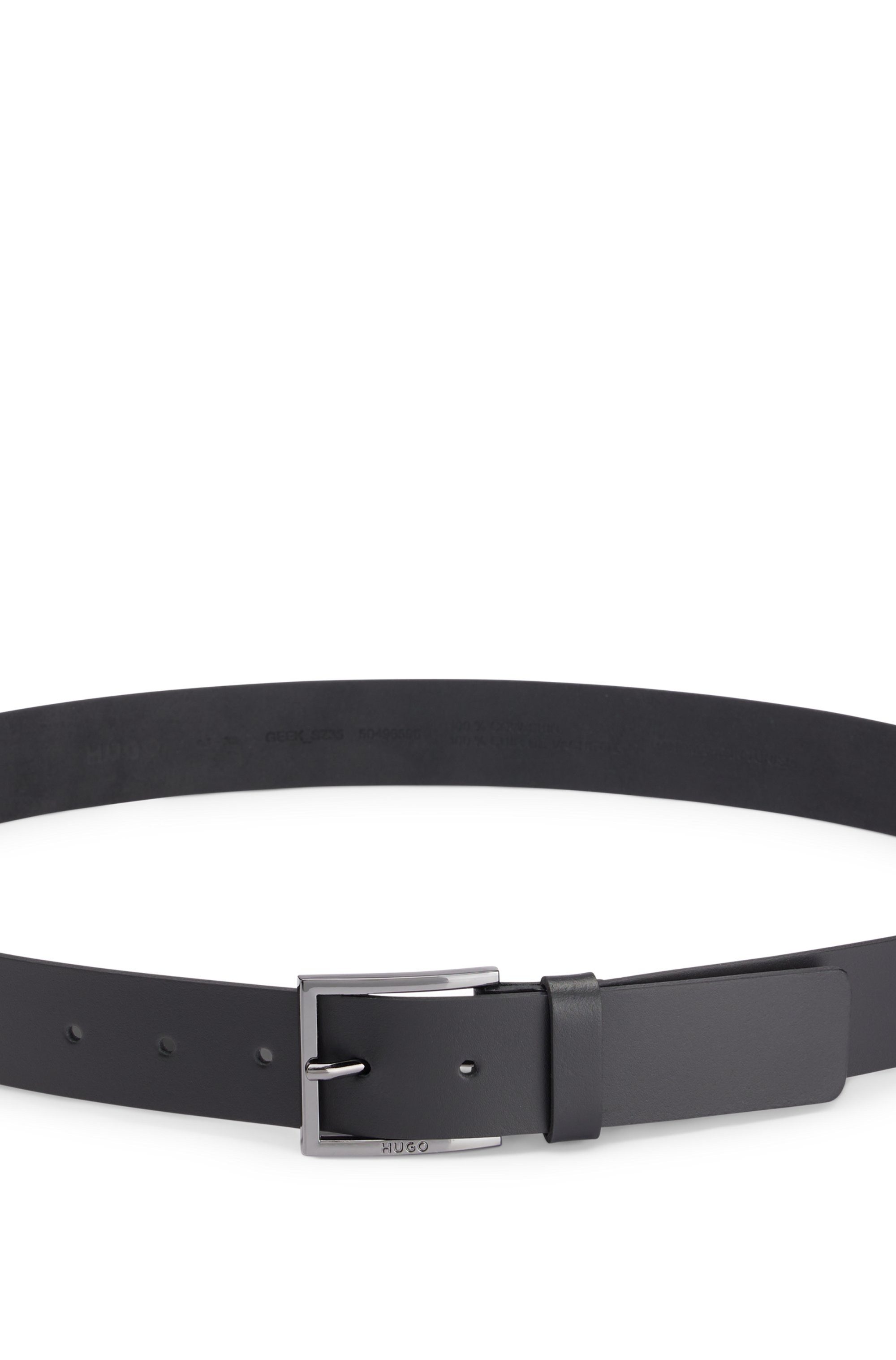 HUGO Leren riem Geek_Sz35 met contrasterende naden en subtiele metalen sluiting
