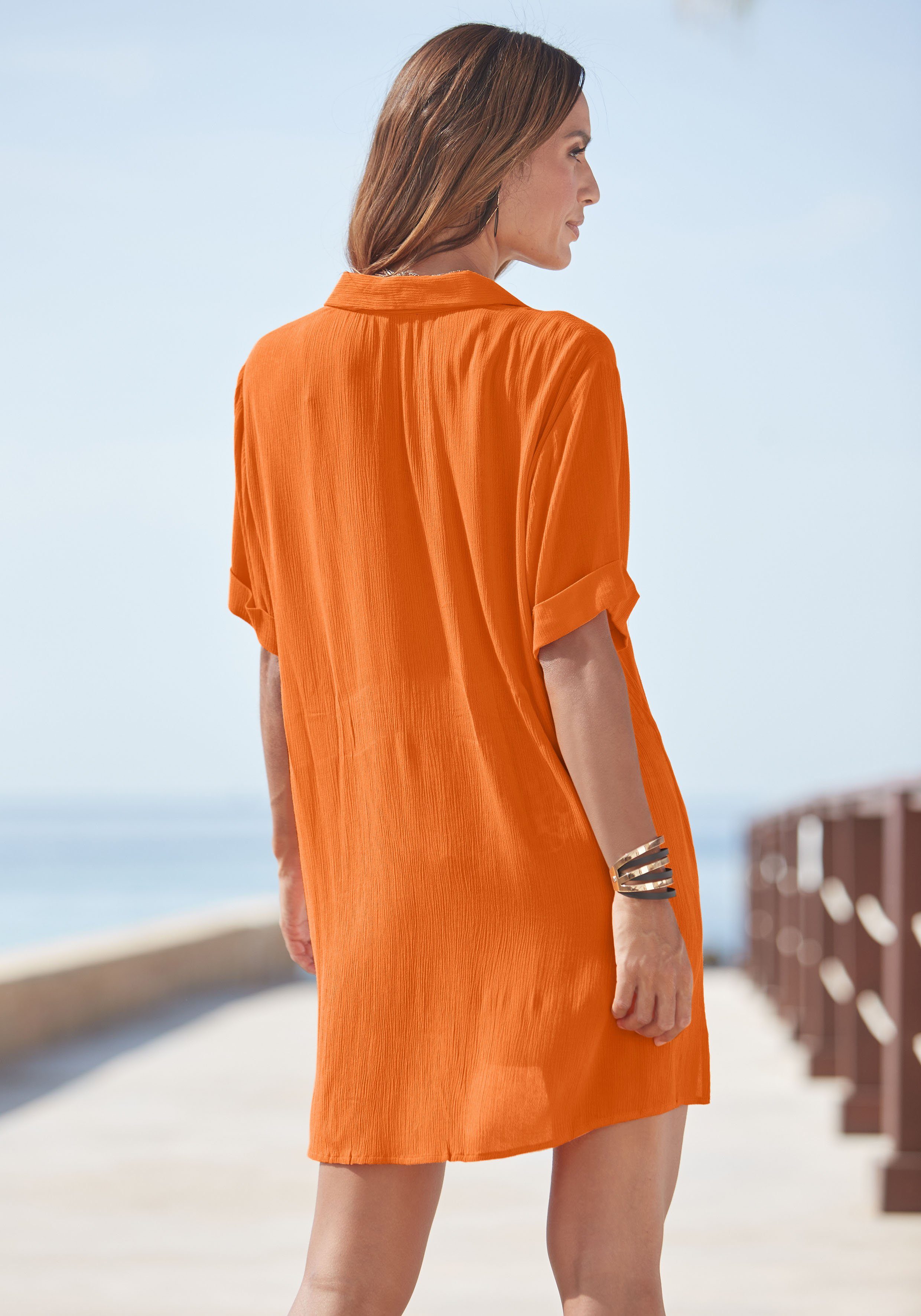 Lascana Lange blouse met knoopsluiting, blouse met korte mouwen, blousejurk, zomers