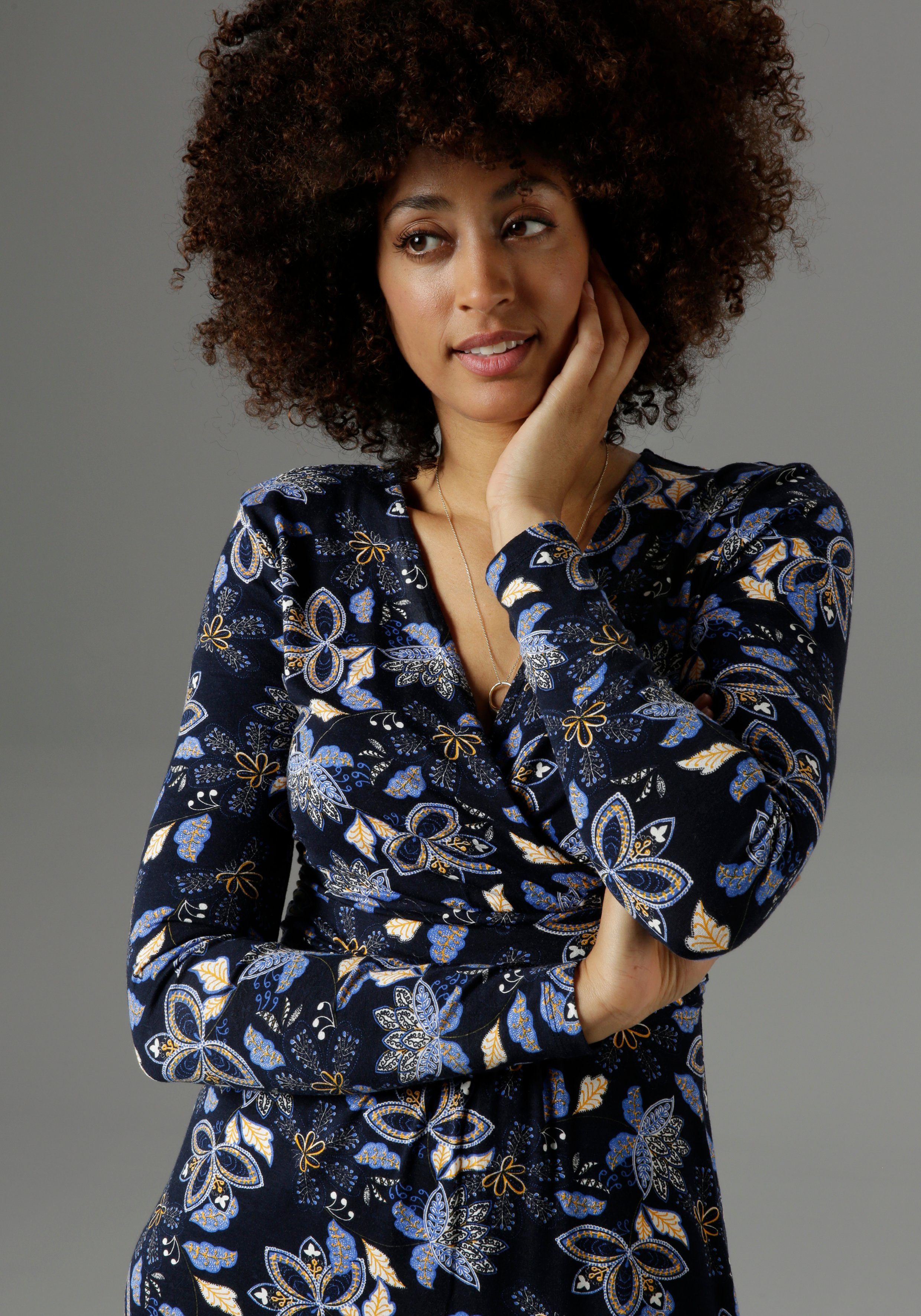 Aniston SELECTED Jerseyjurk met intense bloemenprint