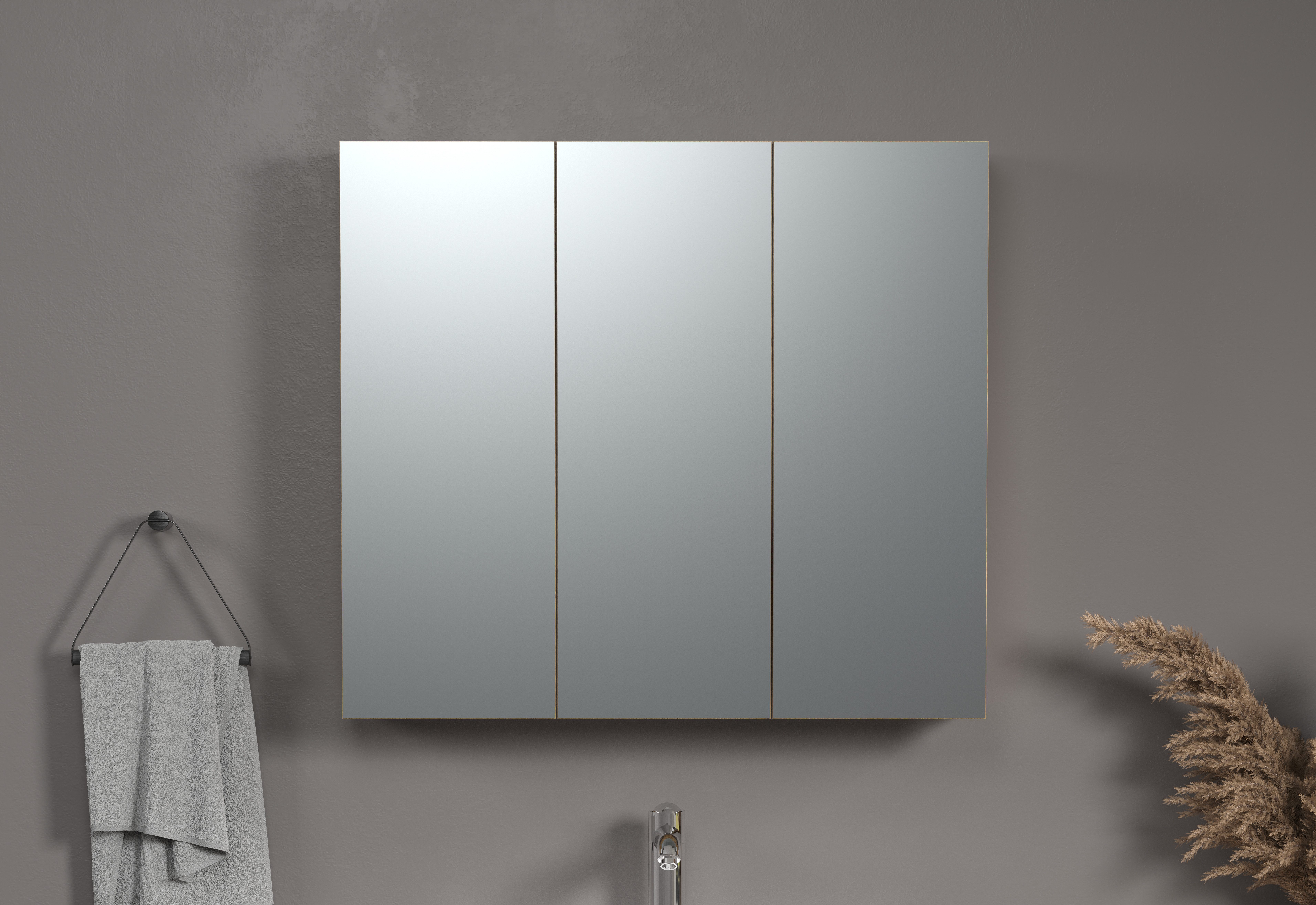 welltime Spiegelkast Amrum 3-deurs badkamer spiegel met opbergruimte - afmetingen (b/d/h) 90/20/80 cm (1 stuk)