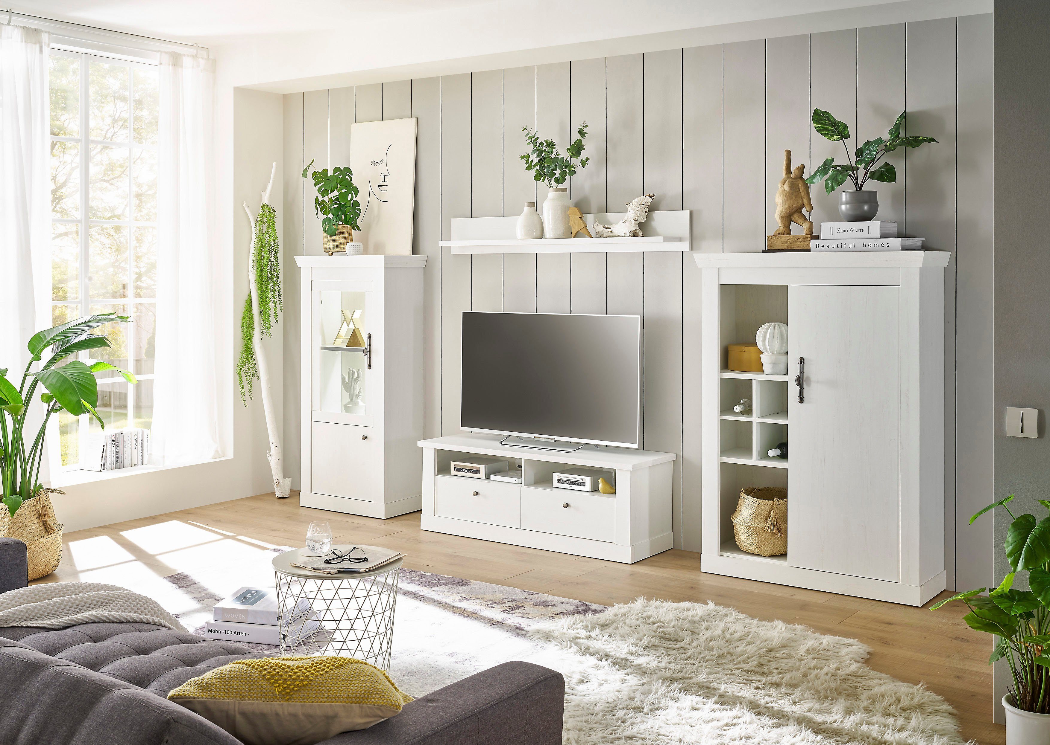 Home affaire Highboard Ravenna in romantische landelijke stijl, grepen van metaal, hoogte 146 cm