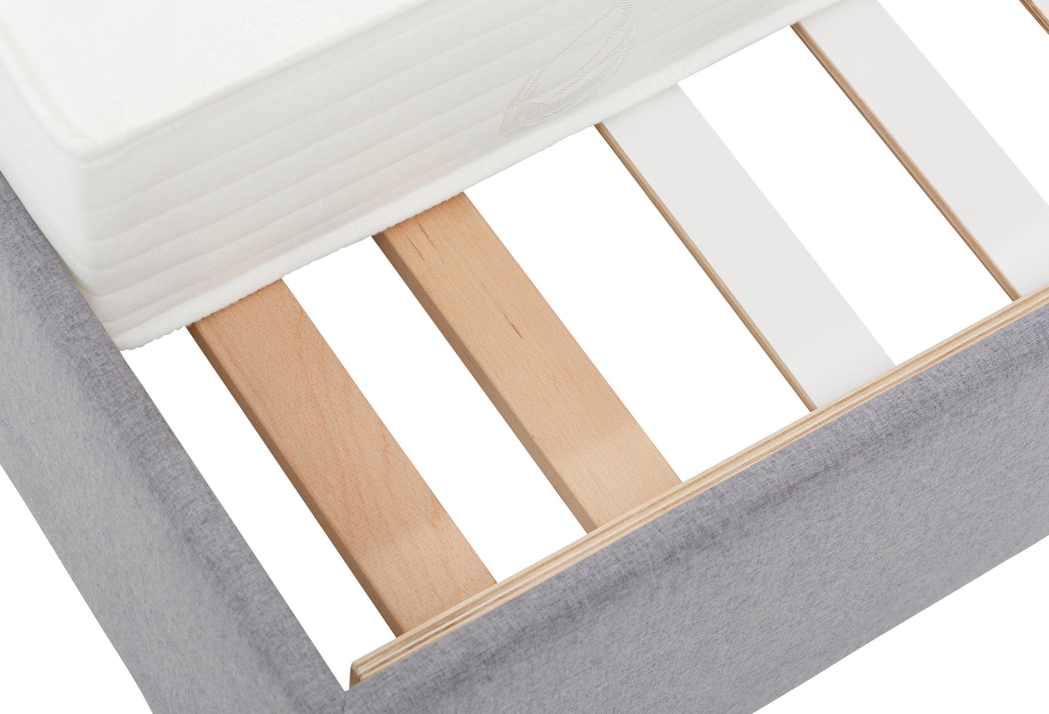 Lüttenhütt Gestoffeerd bed Endres met bedkist, naar keuze zonder matras/lattenbodem of incl. matras