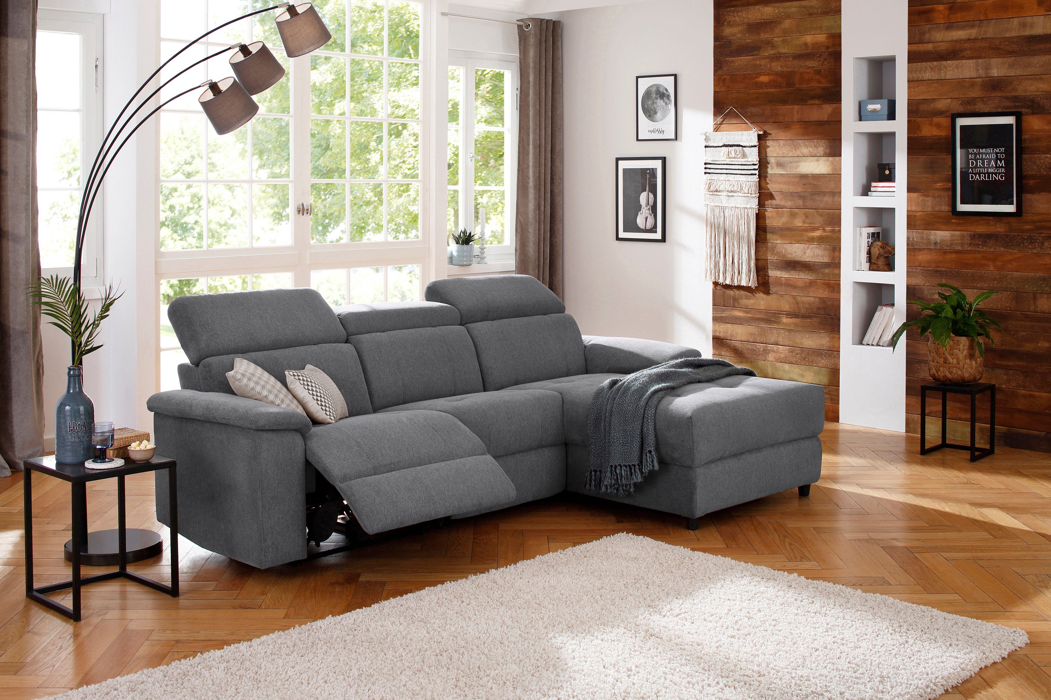 Home affaire Hoekbank Binado, L-vorm, met handmatige of elektrische relaxfunctie met usb-aansluiting
