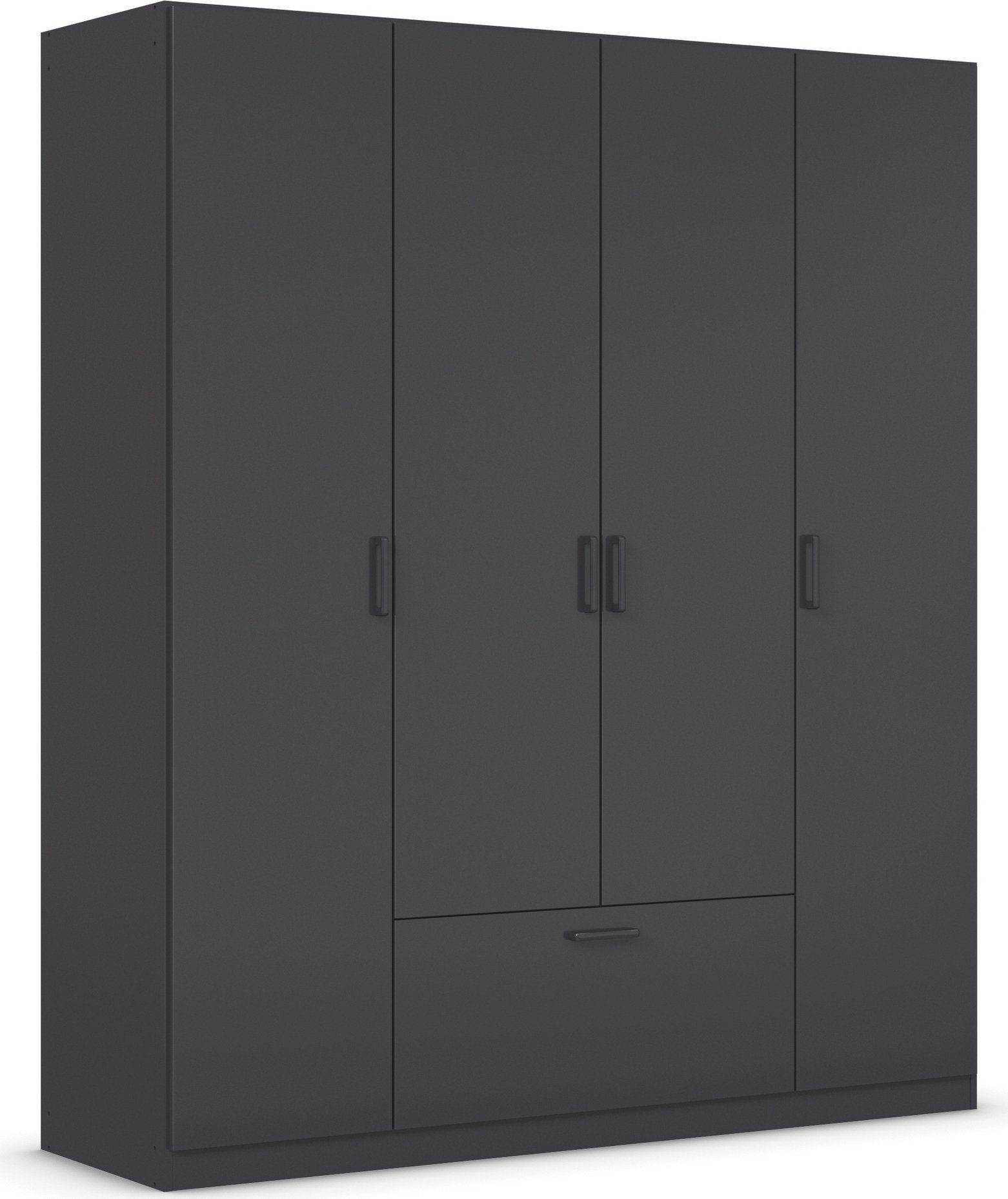 rauch Draaideurkast Kledingkast kast garderobe waskast BARI met lades in het midden, moderne greep in grijs metallic made in germany