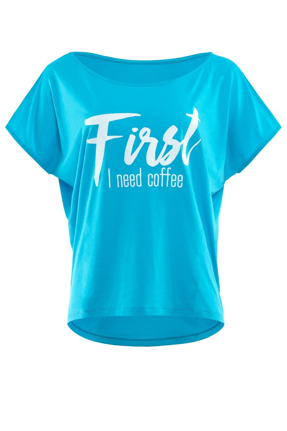 Winshape Oversized shirt MCT002 ultralicht met witte glitter-print dames shirts maat XS blauw