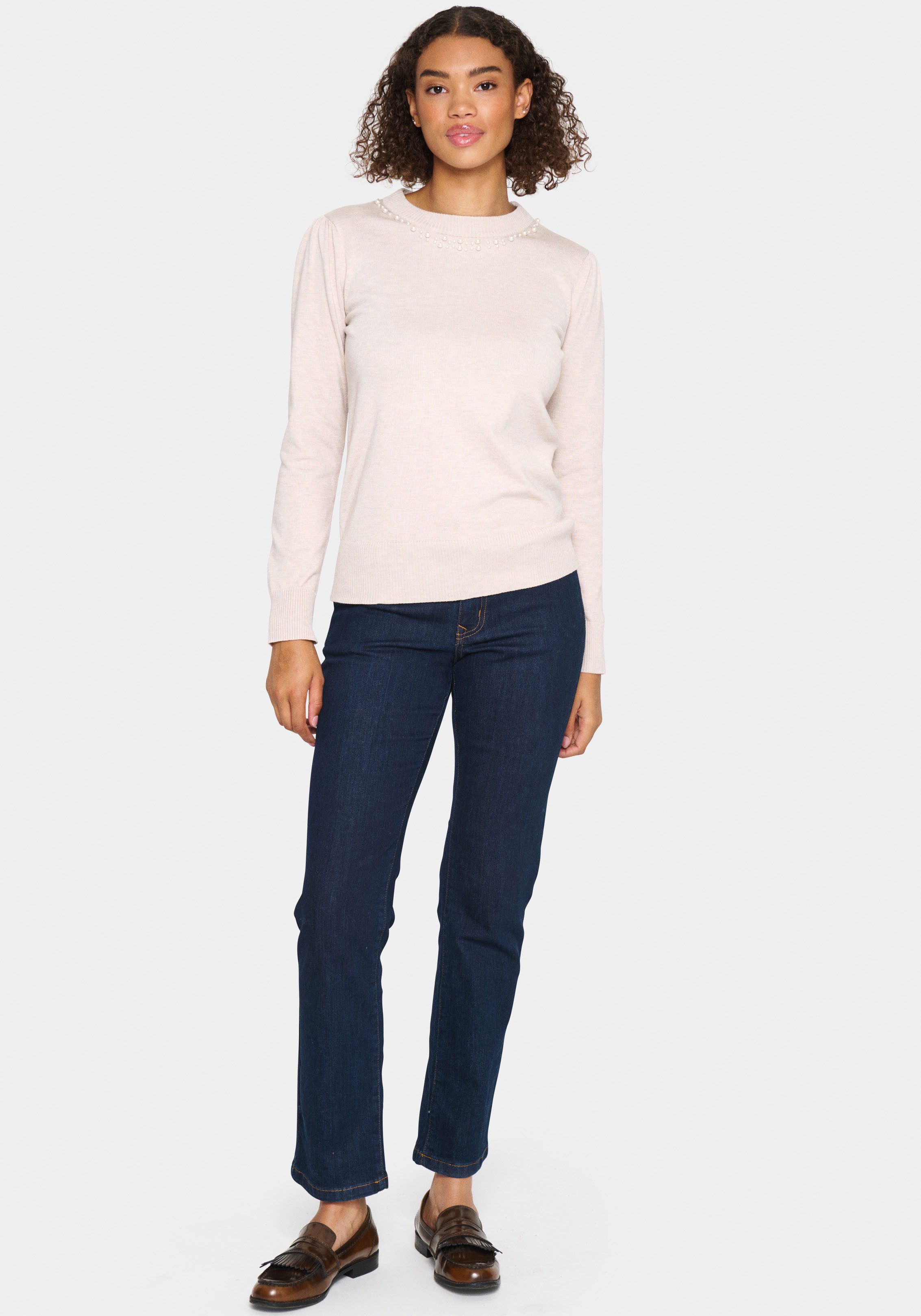 Saint Tropez Trui met ronde hals TemmaSZ met sierkraaltjes