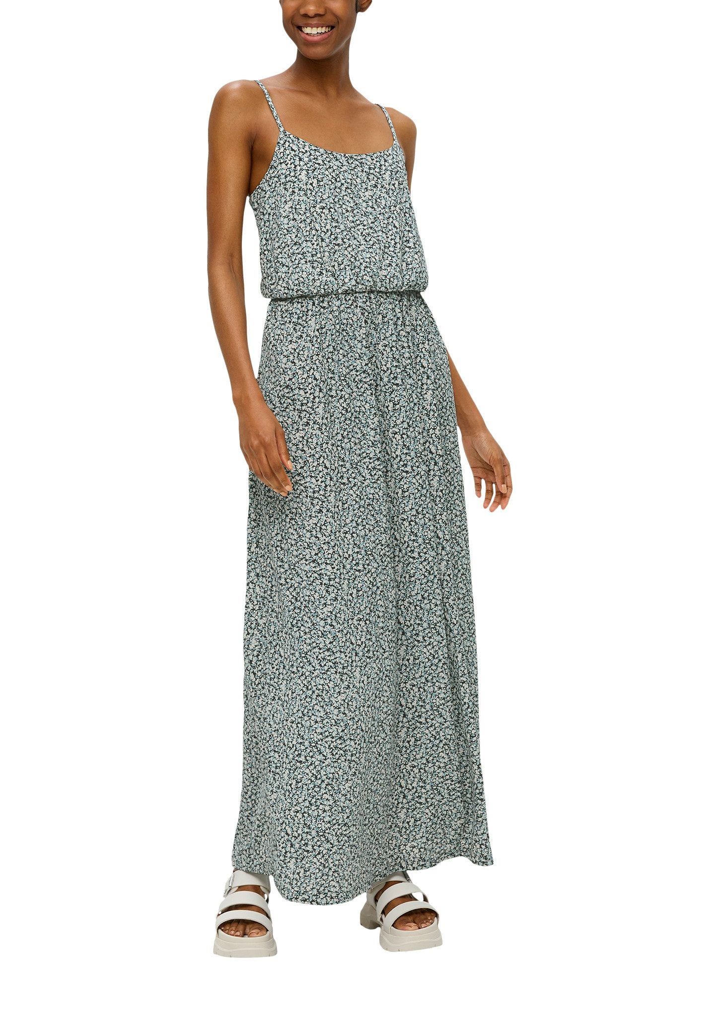 Q/S designed by Maxi-jurk met rimpeling en verstelbare bandjes dames maxi-jurken maat 44 grijs