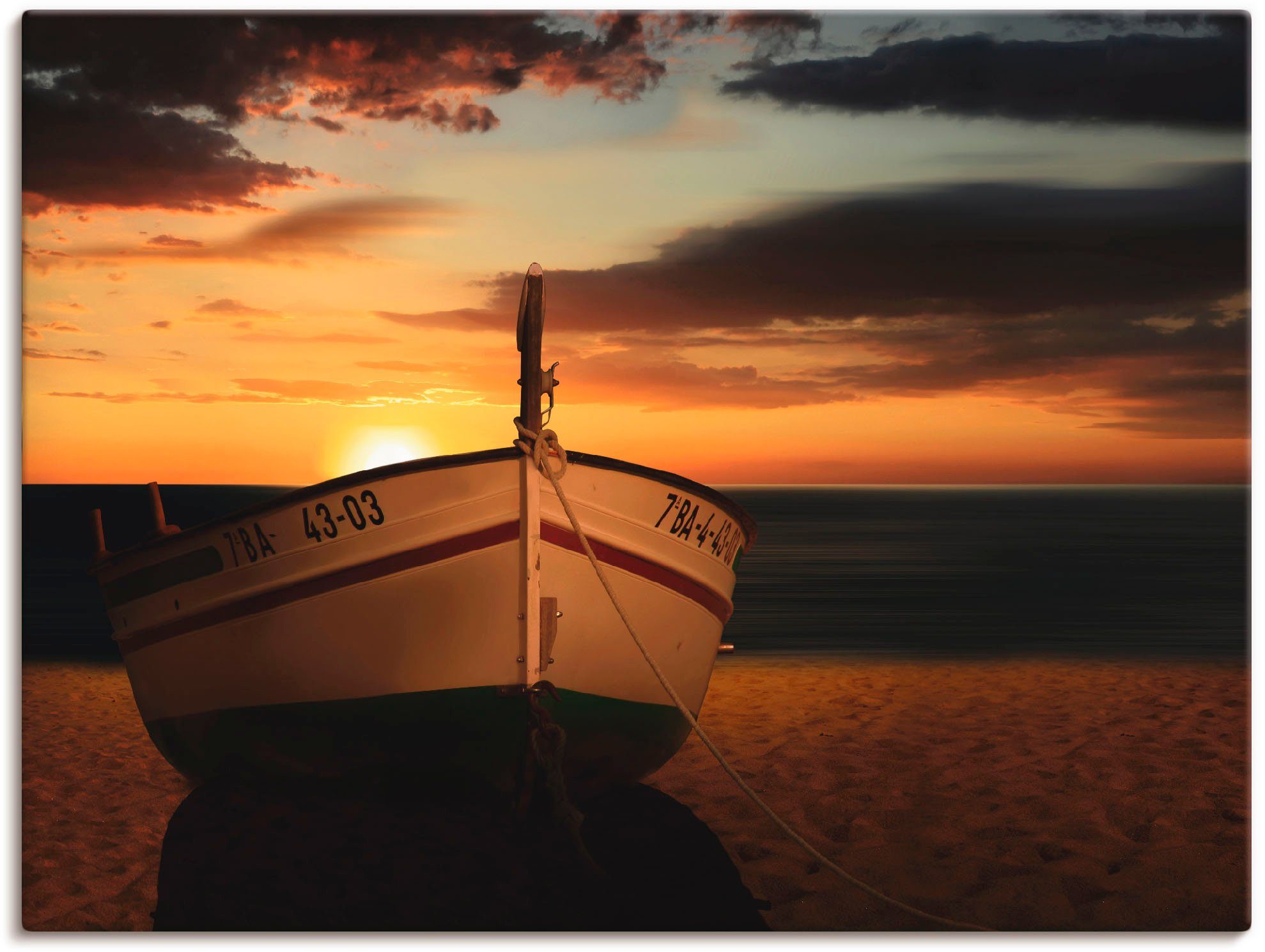 Artland artprint Das Boot im Sonnenuntergang