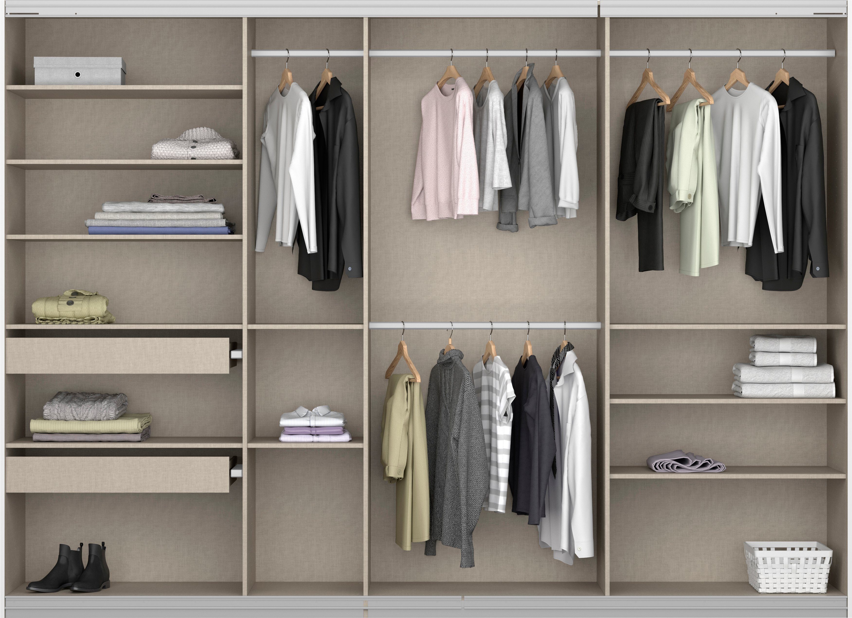 rauch Zweefdeurkast Kledingkast kast garderobe BESTSELLER KOLUNA met spiegel inclusief 2 binnenladen en extra legplanken made in germany