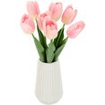 i.ge.a. kunstbloem real-touch-tulpen vaas van keramiek roze