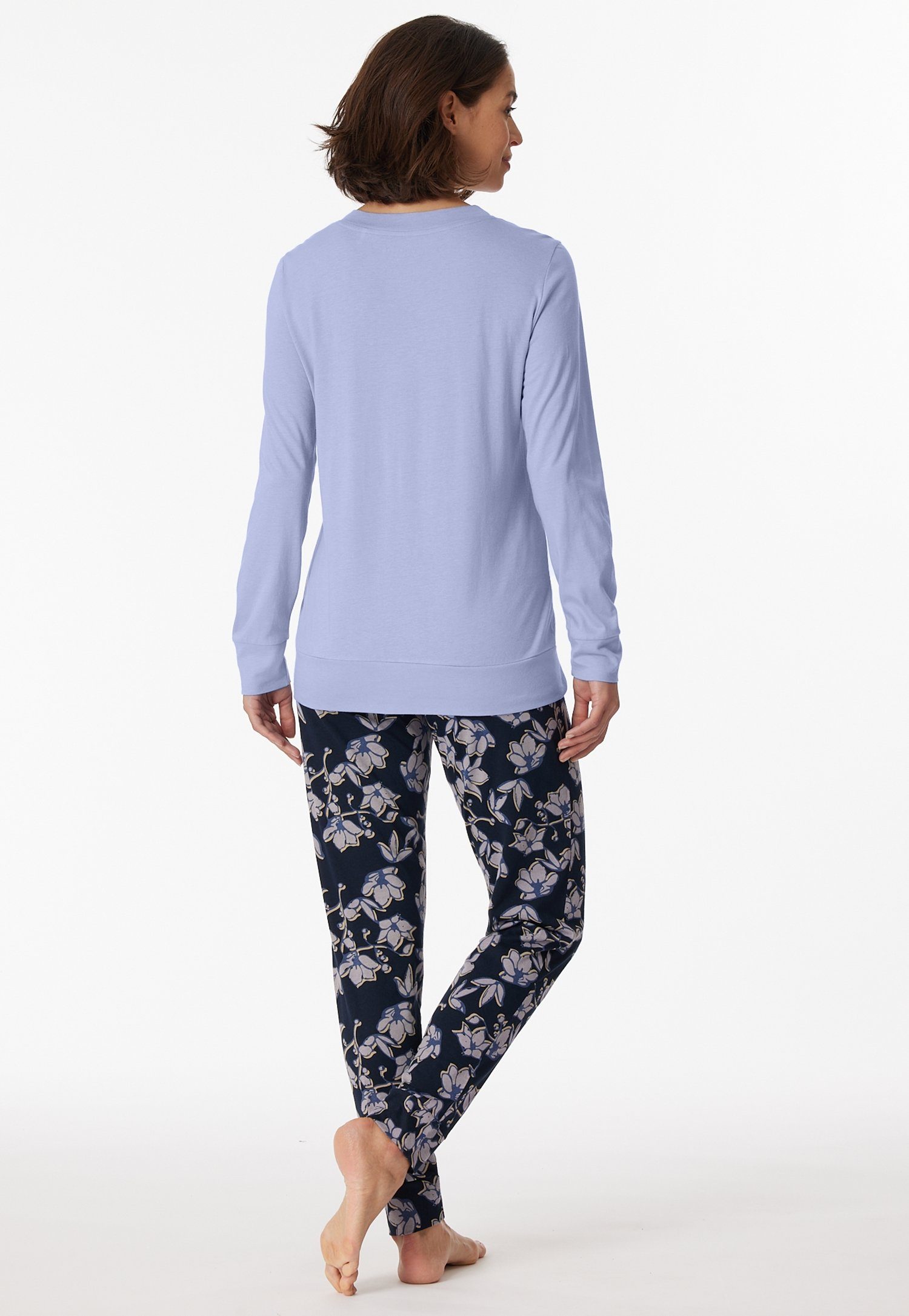 Schiesser Pyjama Contemporary Nightwear met effen bovenstuk en gemusterde broek (2-delig)