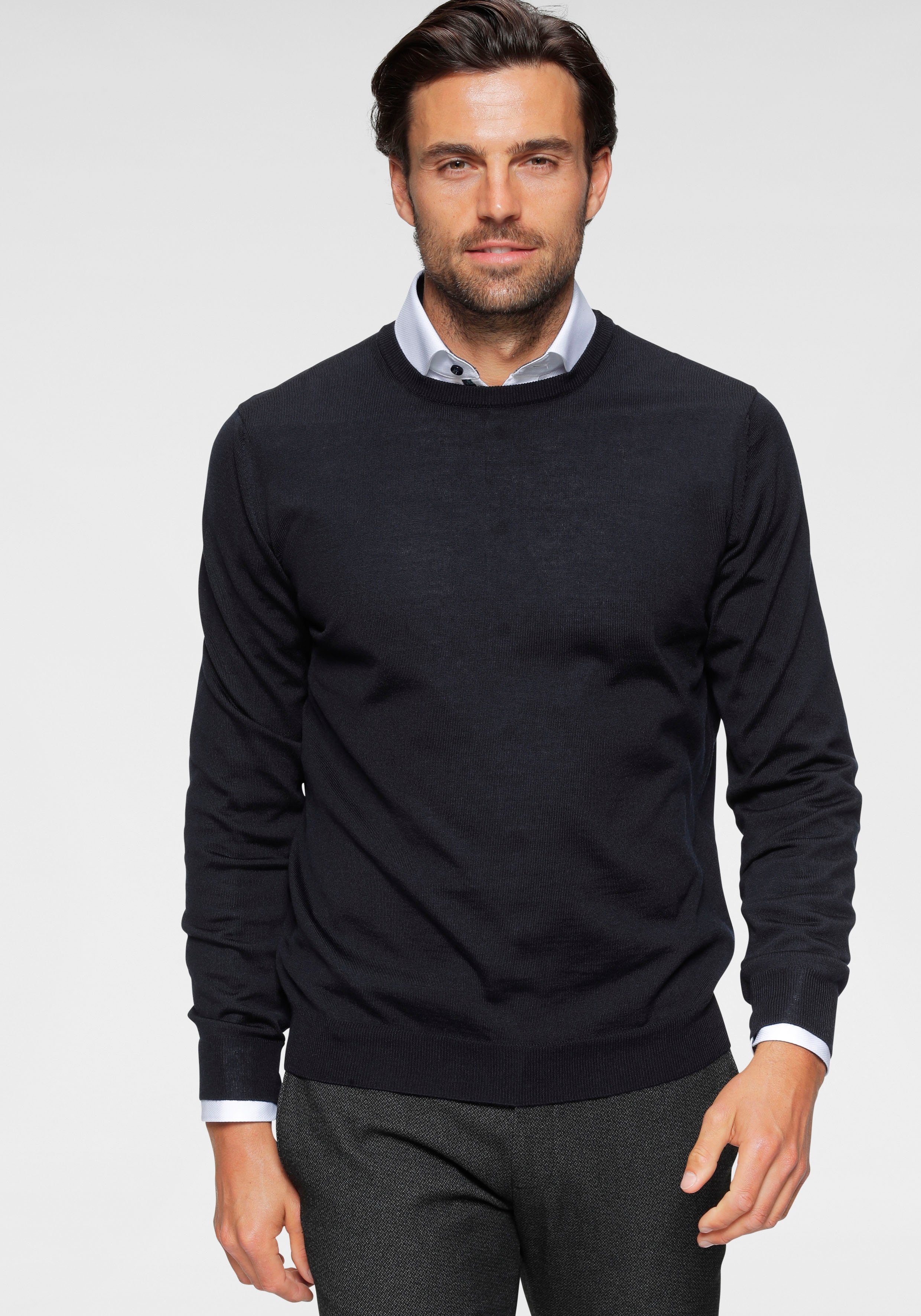 OLYMP Trui met ronde hals OLYMP brei casual moderne gebreide trui heren pullovers maat XXL blauw