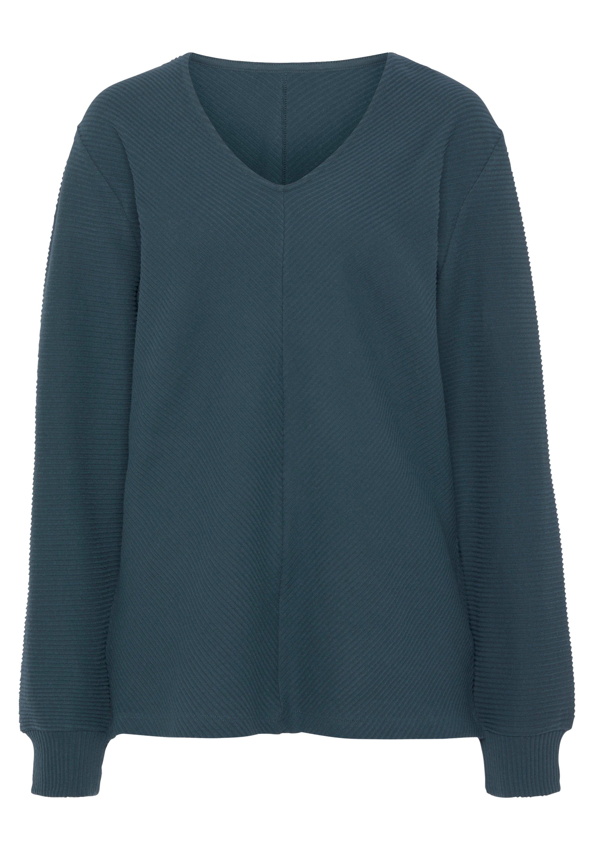 s.Oliver RED LABEL Beachwear Sweatshirt - Shirt met lange mouwen en V-hals Langarmshirt met V-hals en zachte ribborden, loungewear