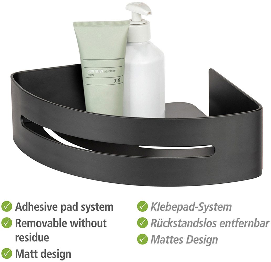 WENKO Hoekrek Turbo-Loc® model Bivio van aluminium voor shampoo, roestvrij, bevestiging zonder boren