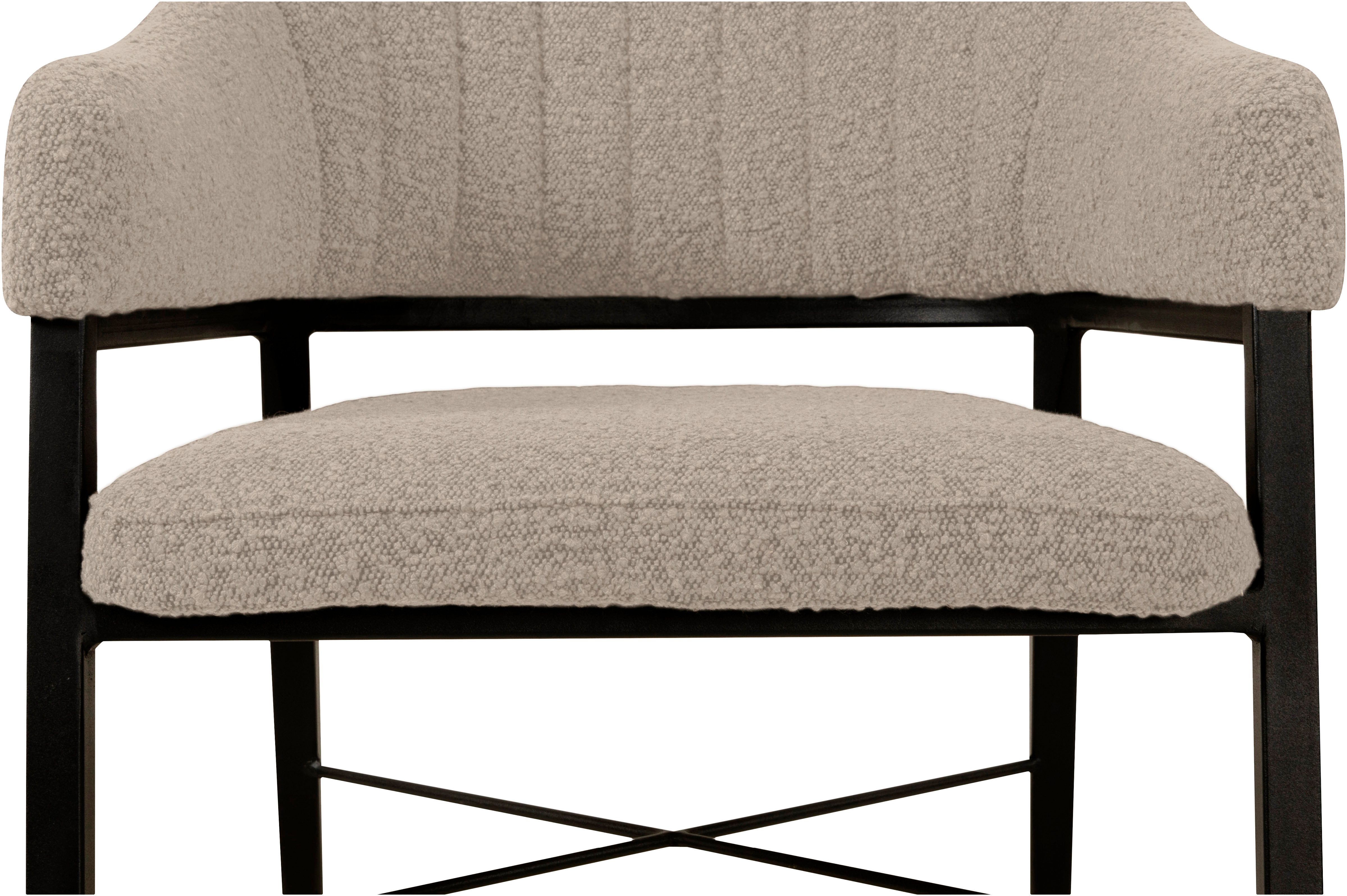 OMG Design Stoel met armleuningen Roma comfortabele eetkamerstoel, gestoffeerde stoel met bouclé bekleding