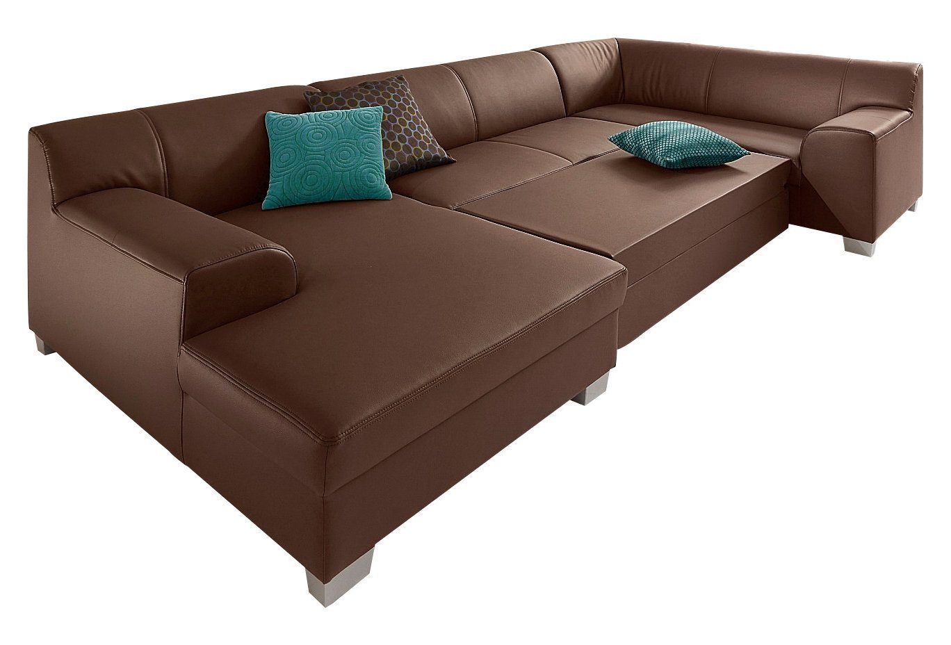 DOMO collection Zithoek Amando U-vorm naar keuze met bedfunctie, stevig zitcomfort, vrij in de ruimte te plaatsen