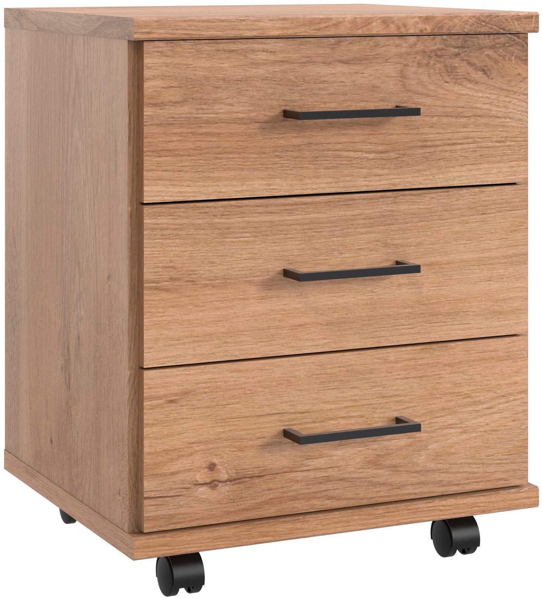 Wimex Kastje op wieltjes Home Desk met 3 laden, 46 cm breed, 58 cm hoog nachtkastjes beige