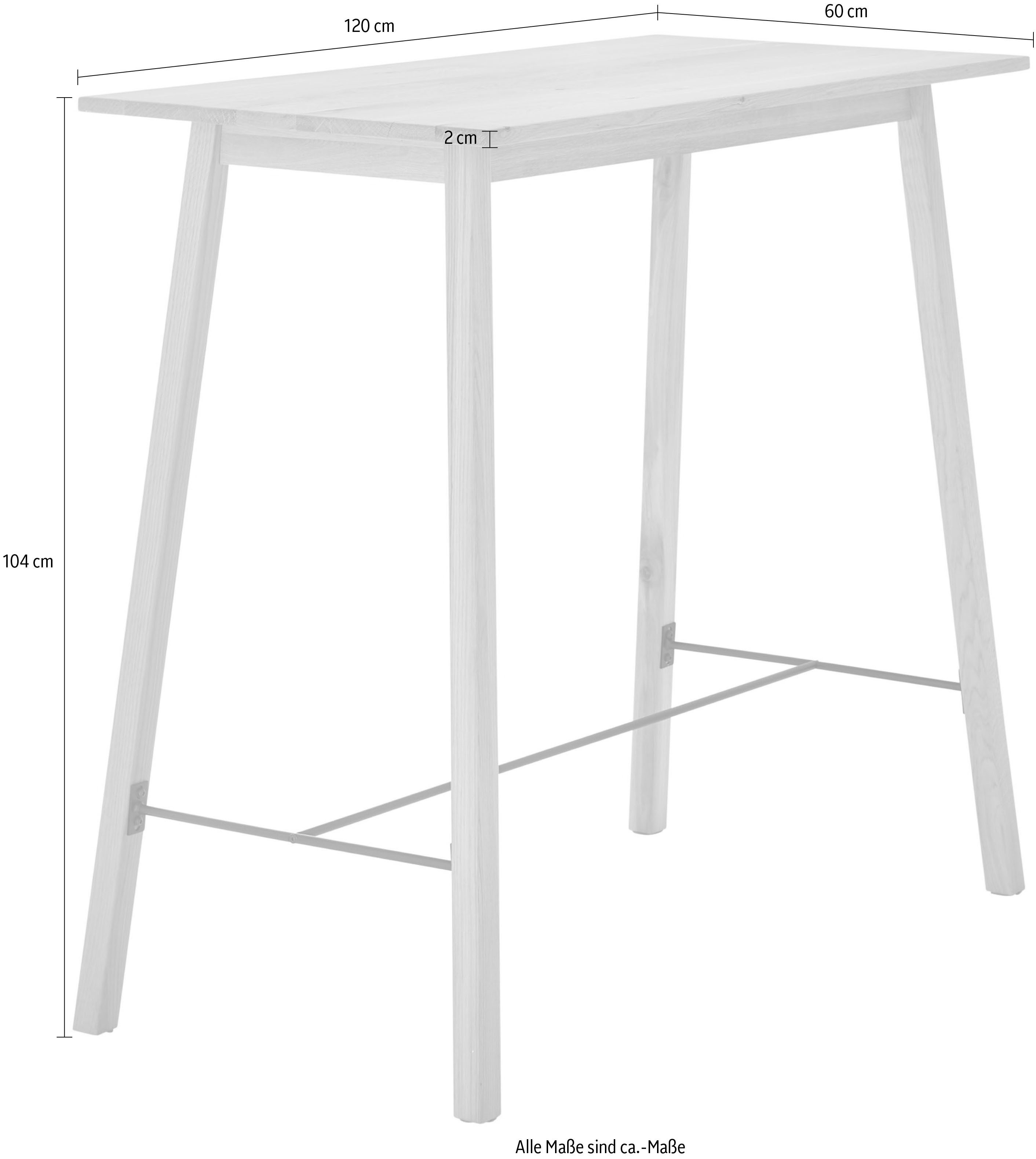 Stolkom Bartafel Jules eik massief hout geolied, hoge tafel BxHxD 120x104x60 cm